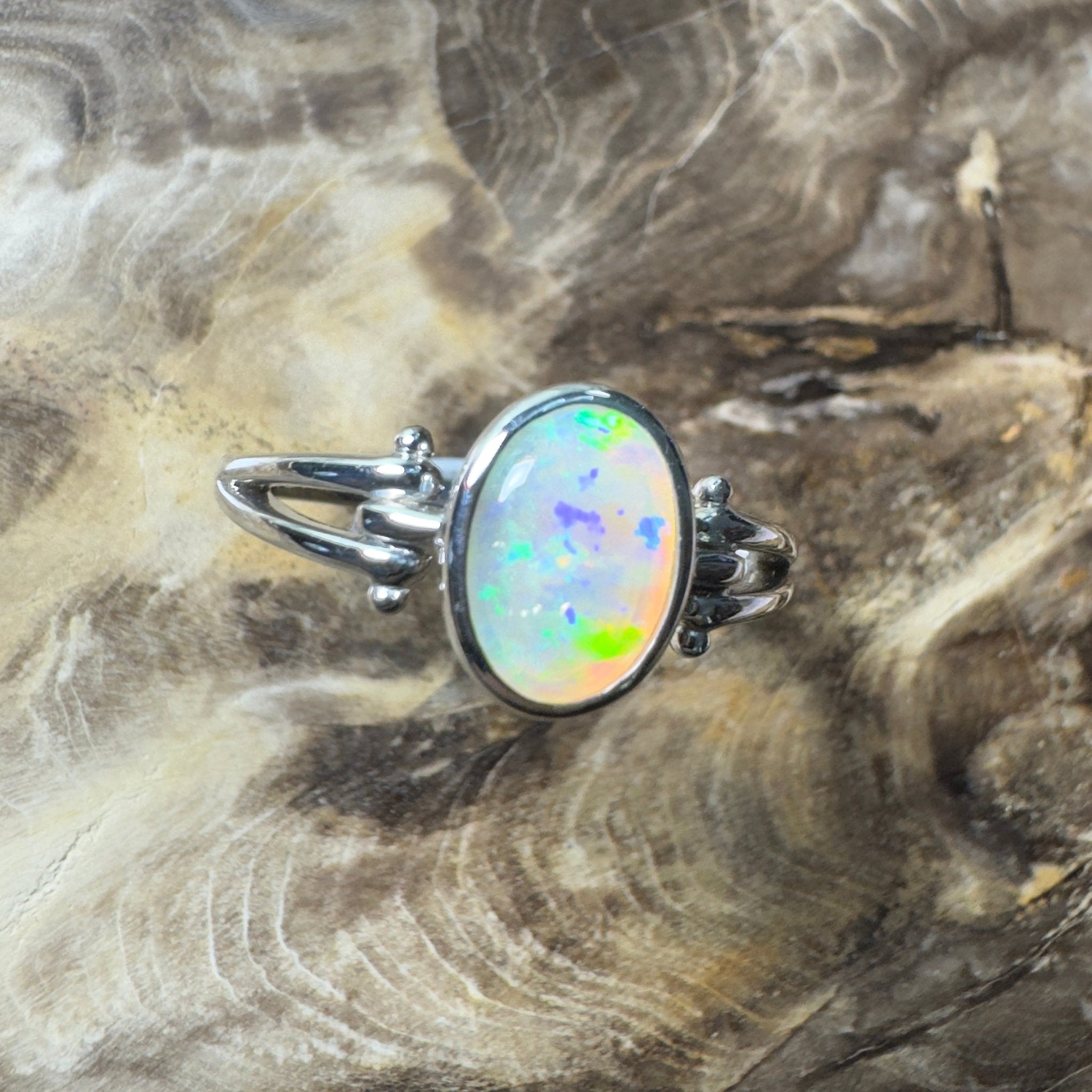 Breakaways Mirage ~ 0.76ct Solid Coober Pedy Opal 925 Silver Ring