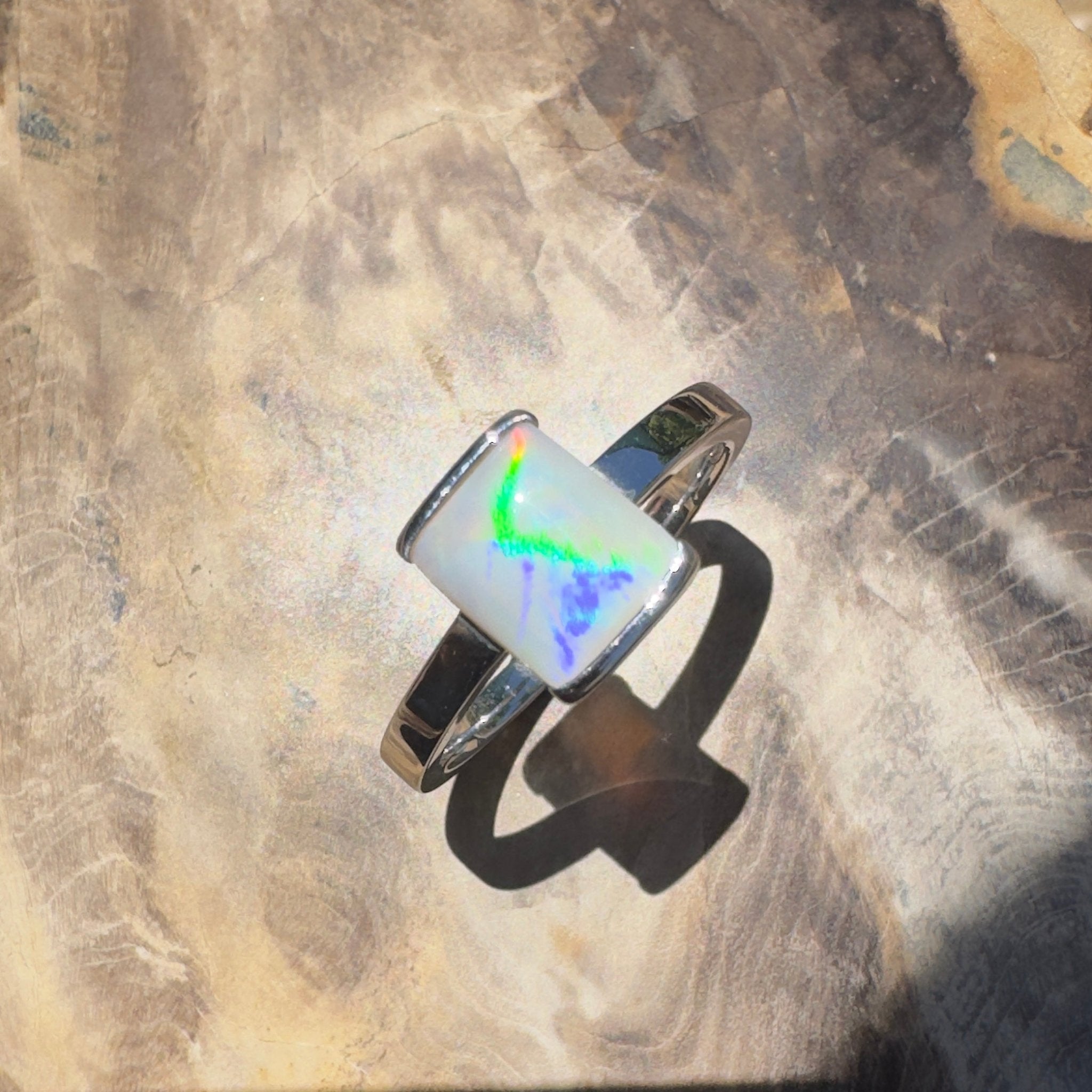 Broken Hill Aurora – 1ct Lightning Ridge Opal 925 Silver Ring