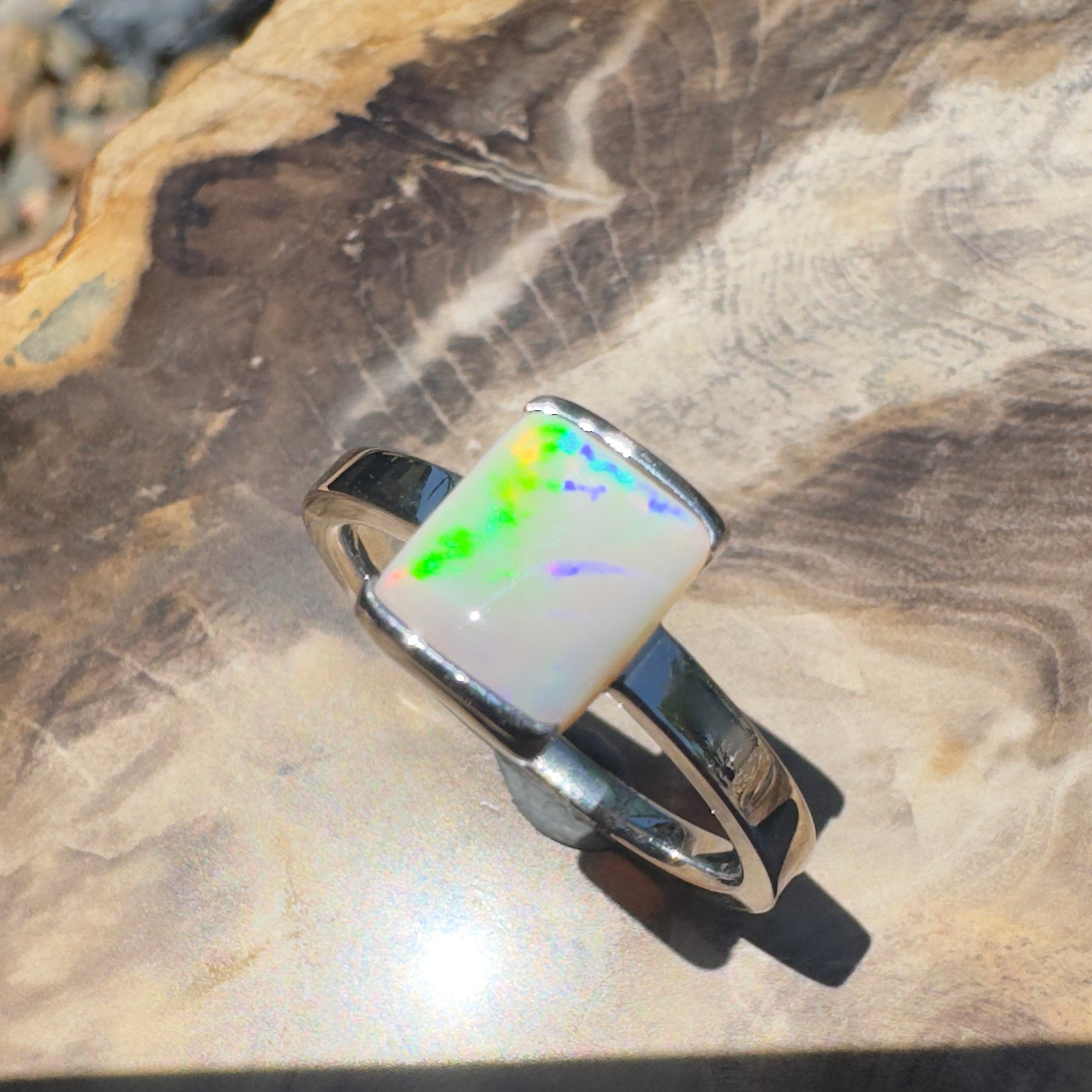 Broken Hill Aurora – 1ct Lightning Ridge Opal 925 Silver Ring