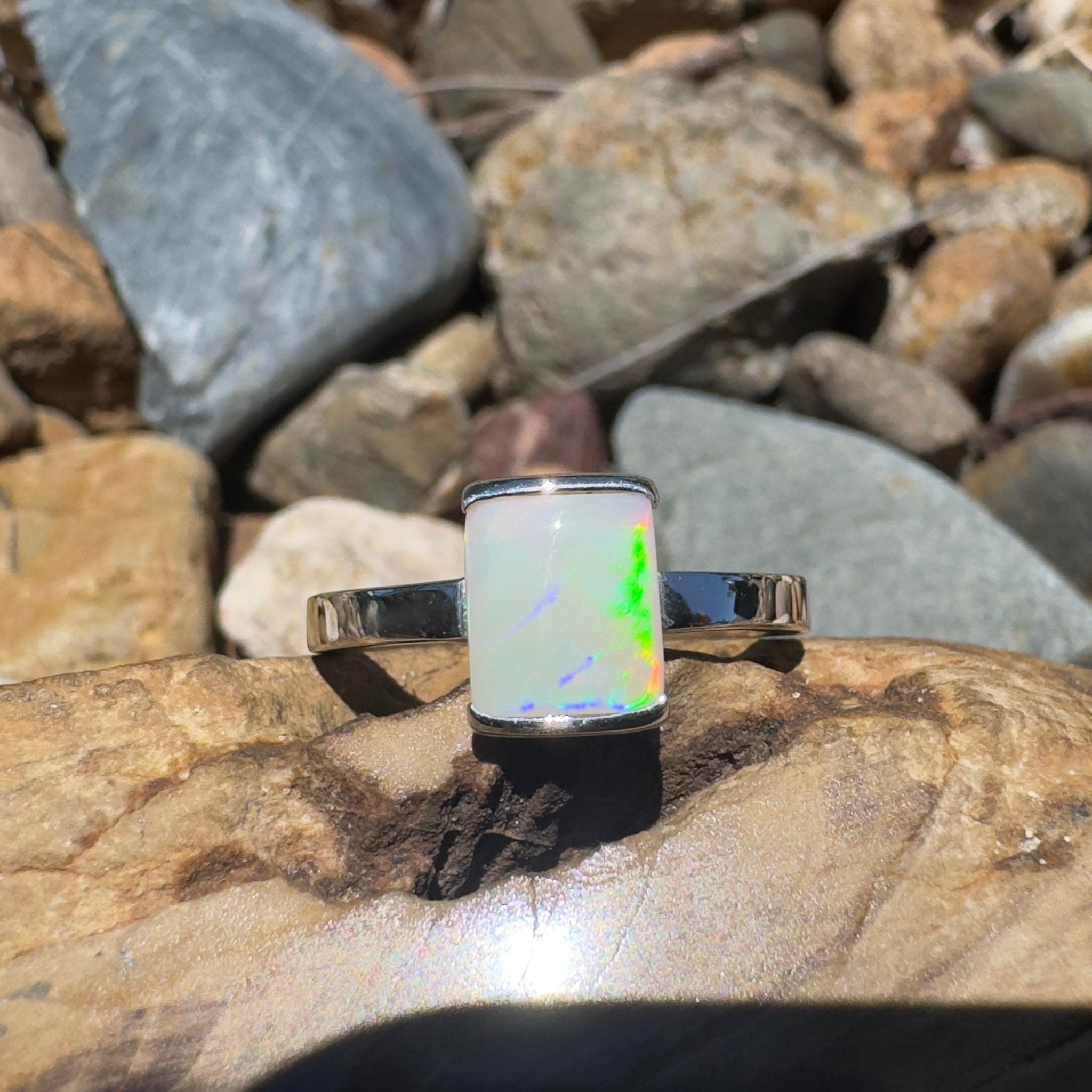 Broken Hill Aurora – 1ct Lightning Ridge Opal 925 Silver Ring