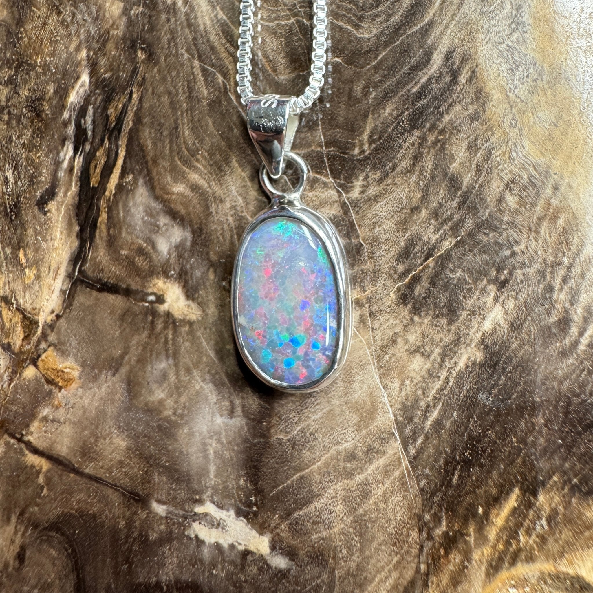 Broken Hill Blaze ~ 2.3ct Solid Lightning Ridge Opal 925 Sterling Silver Pendant Necklace