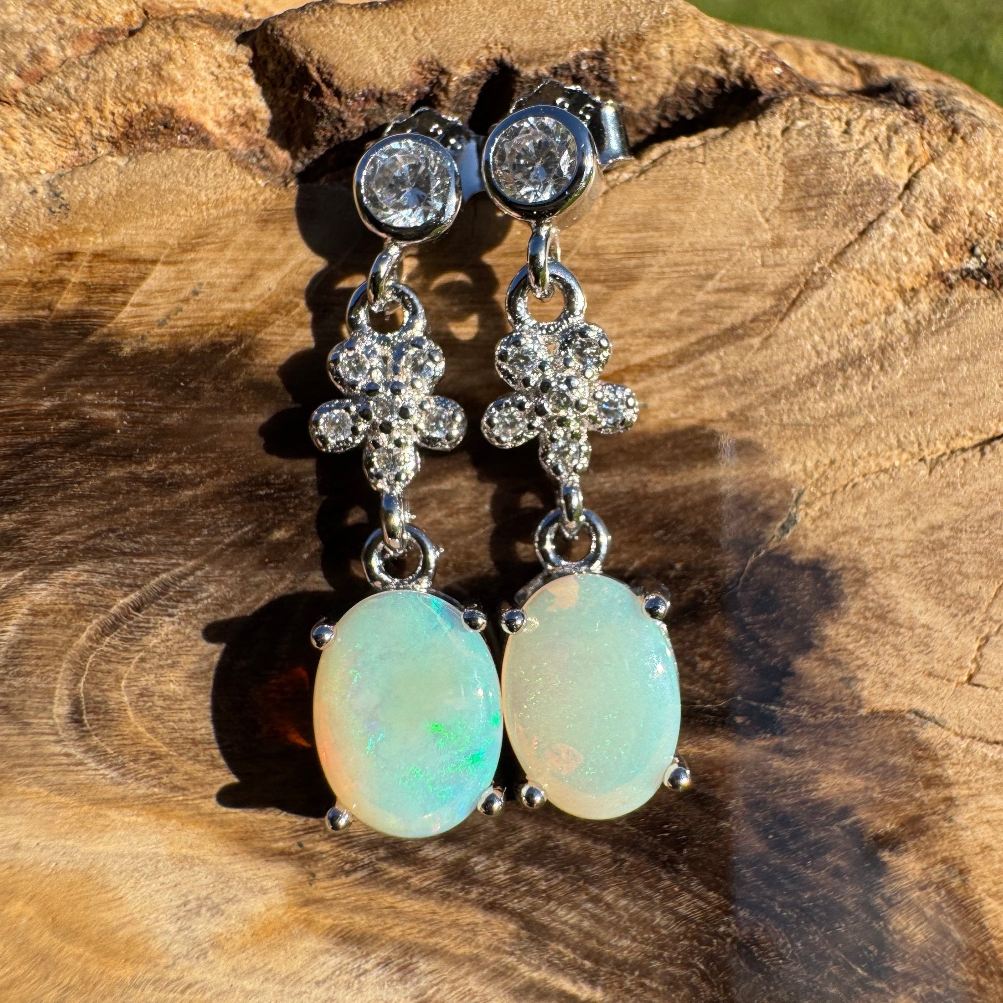 Broome Spirit - 1ct Lightning Ridge Opal 925 Silver Earrings