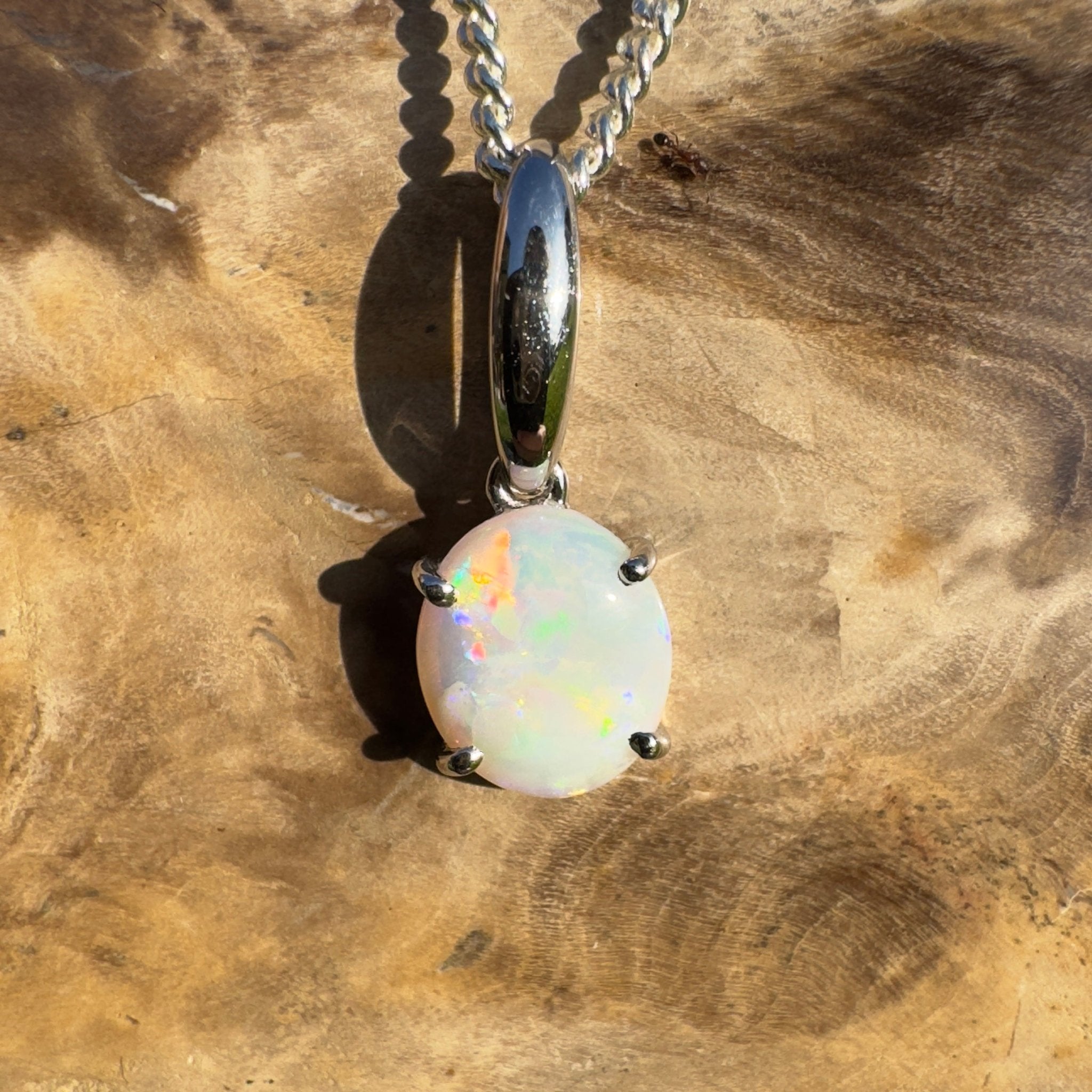 Bunbury Shore Fire – 1ct Coober Pedy Opal 925 Silver Pendant