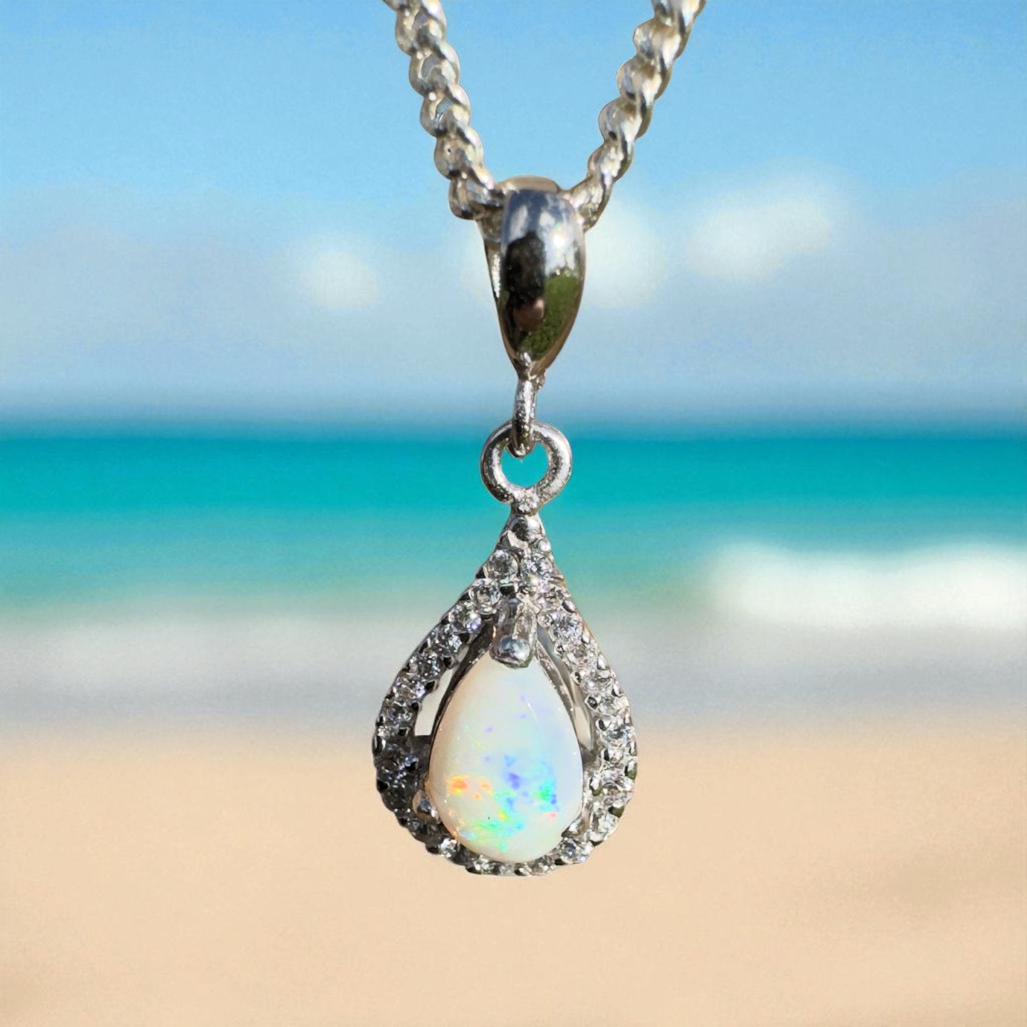 Bunda Mist ~ 0.9ct Solid Coober Pedy Opal 925 Sterling Silver Pendant Necklace