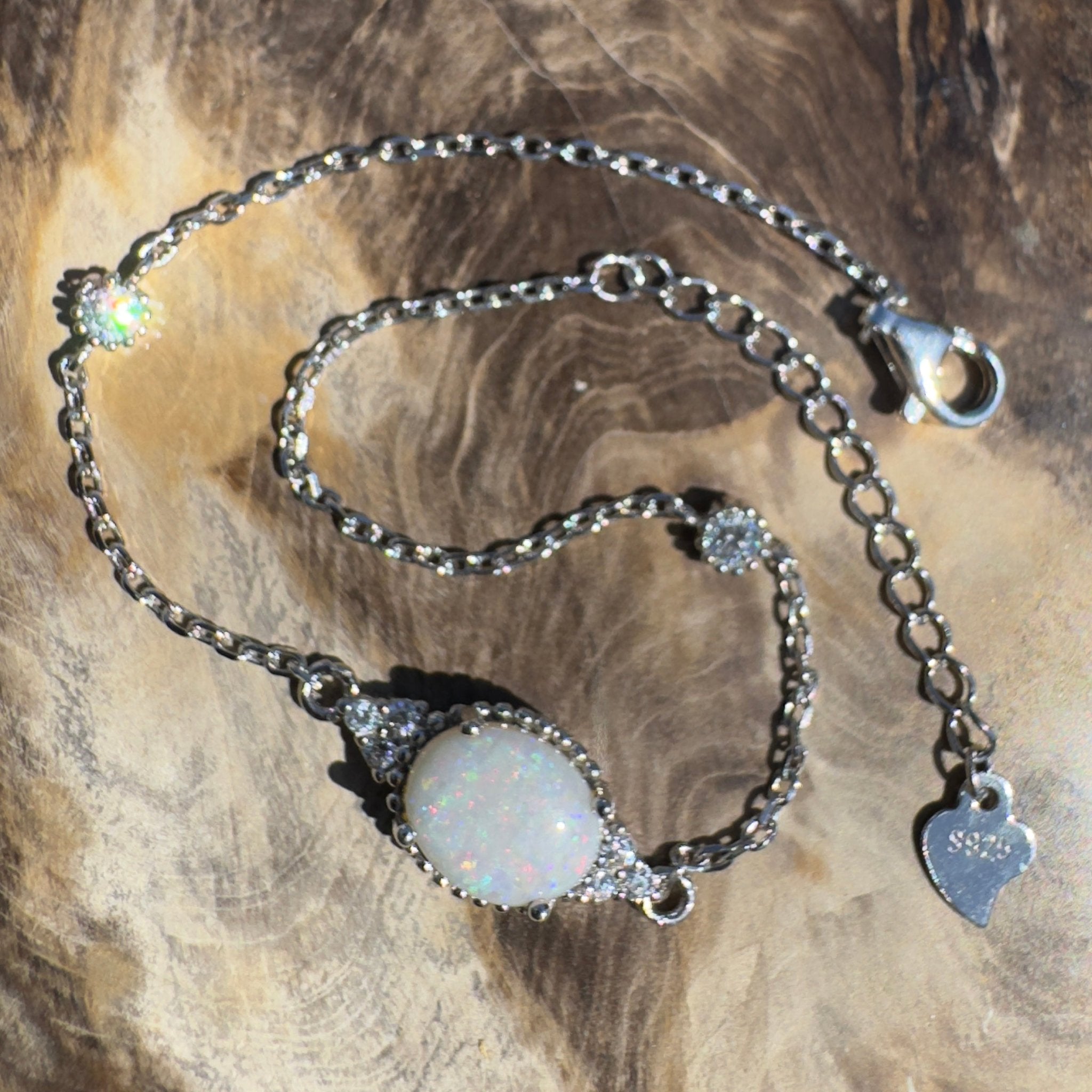 Bungle Bungle Curve - 0.8ct Coober Pedy Opal 925 Silver Bracelet