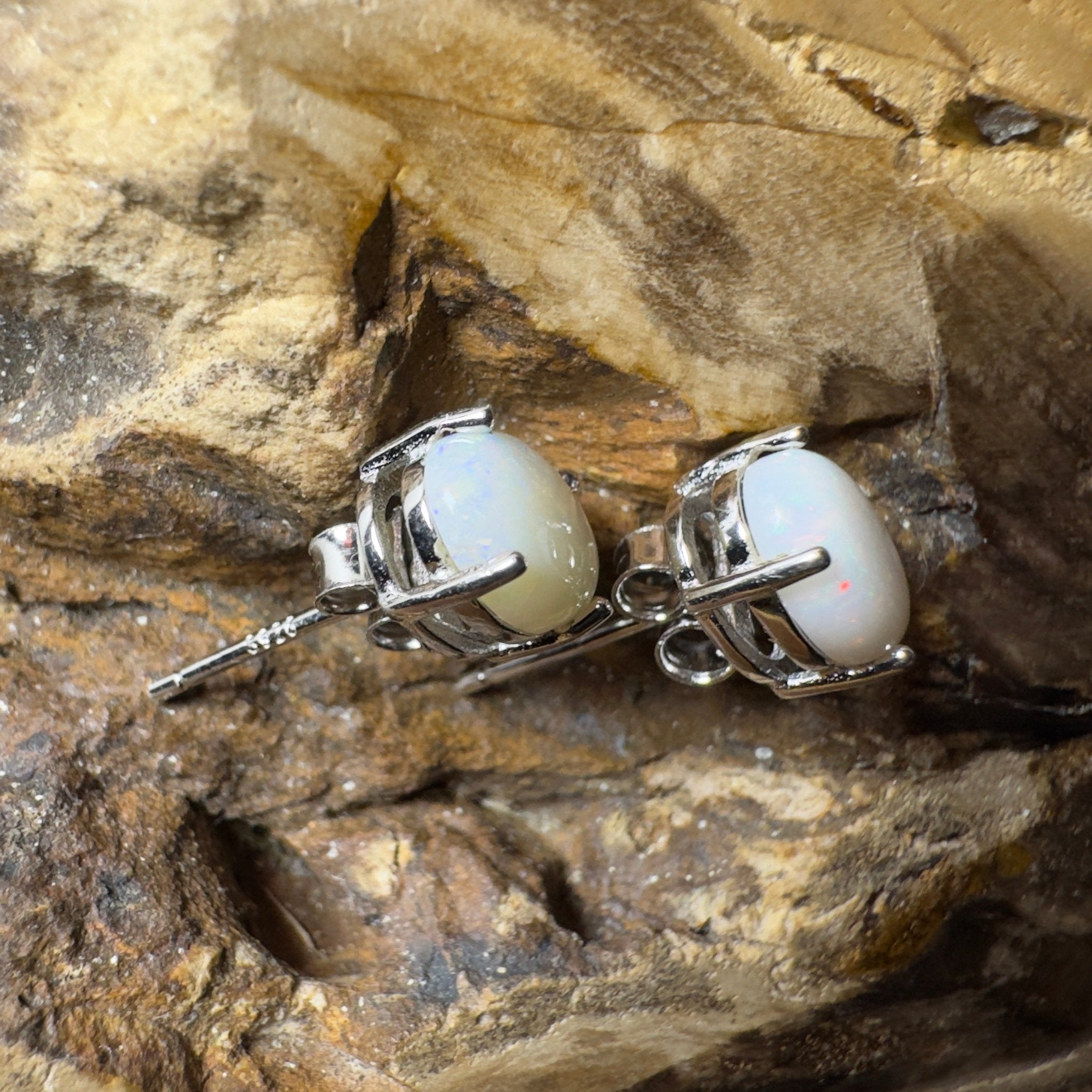 Bungle Bungle Shimmer ~ 1.6ct Coober Pedy Opal Sterling Silver Earrings