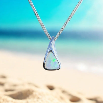 Bunjil’s Sky ~ 1.2ct Solid Coober Pedy Crystal Opal 925 Sterling Silver Pendant Necklace