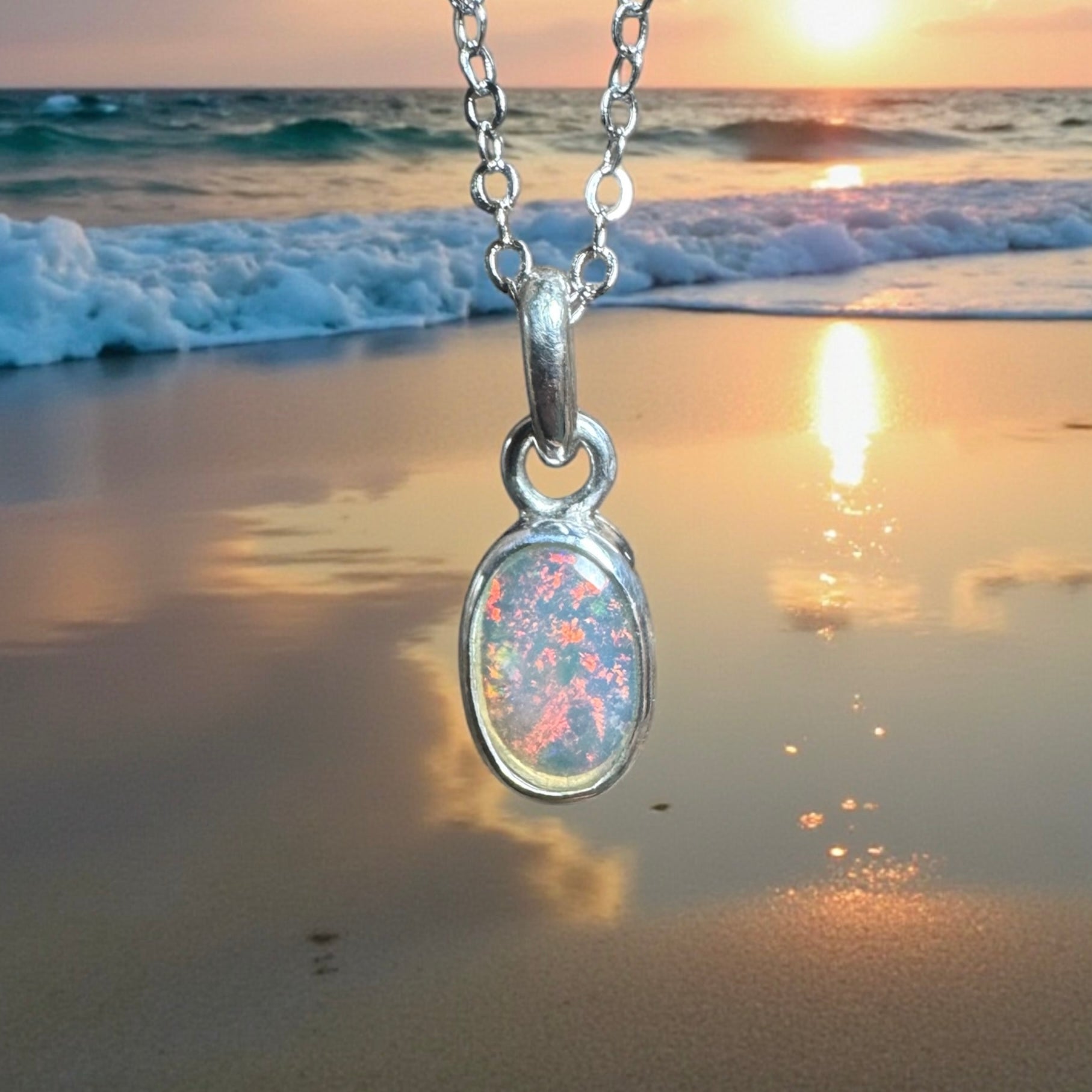 Burren Breeze ~ 1ct Lightning Ridge Crystal Opal 925 Silver Pendant