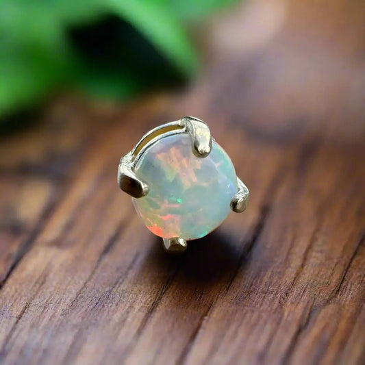 'Bushfire Fury' ~ Handcrafted 9ct Gold Solid Coober Pedy Opal Single Earring or Nose Ring