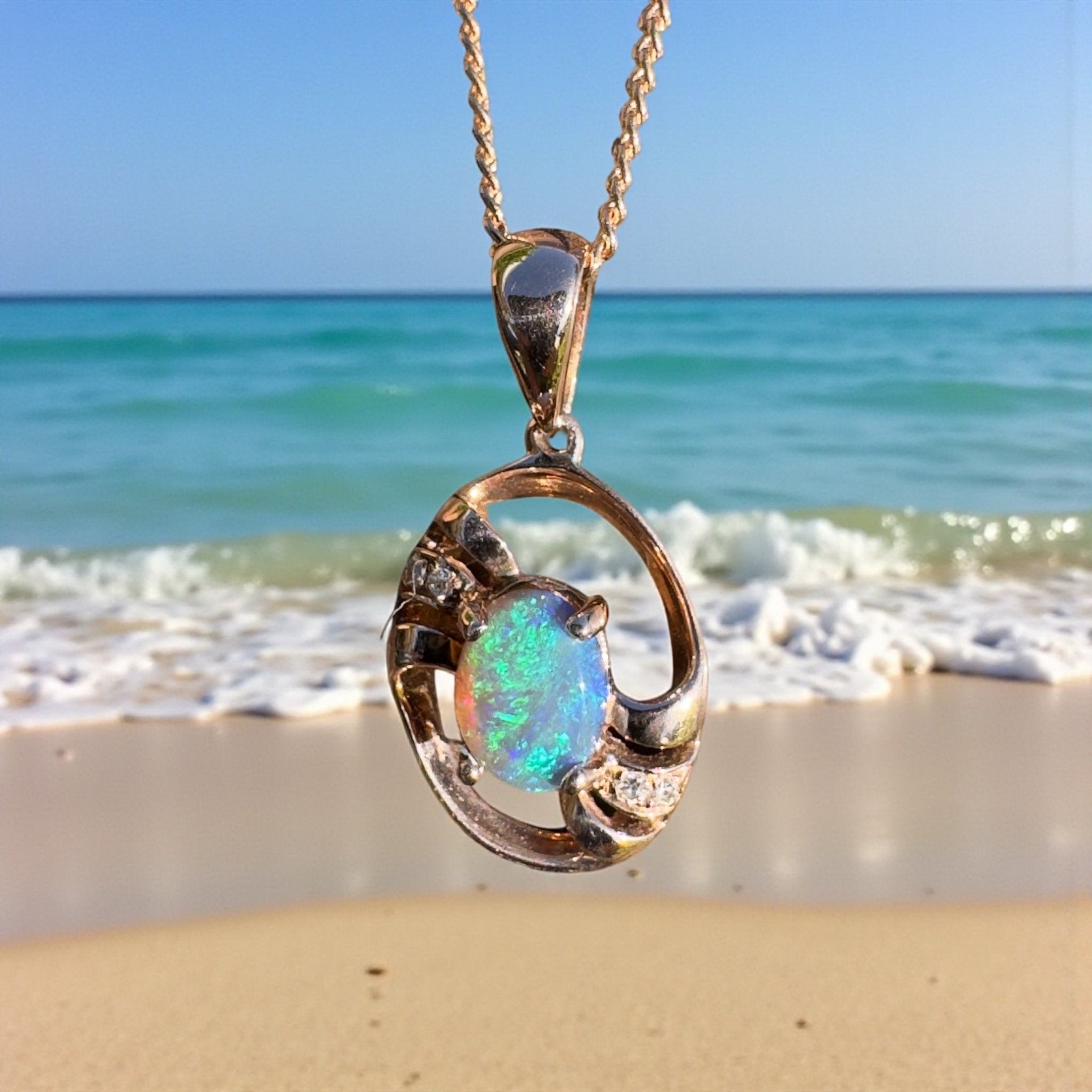 Byron Blush ~ 0.6ct Lightning Ridge Opal solid 9ct Rose Gold