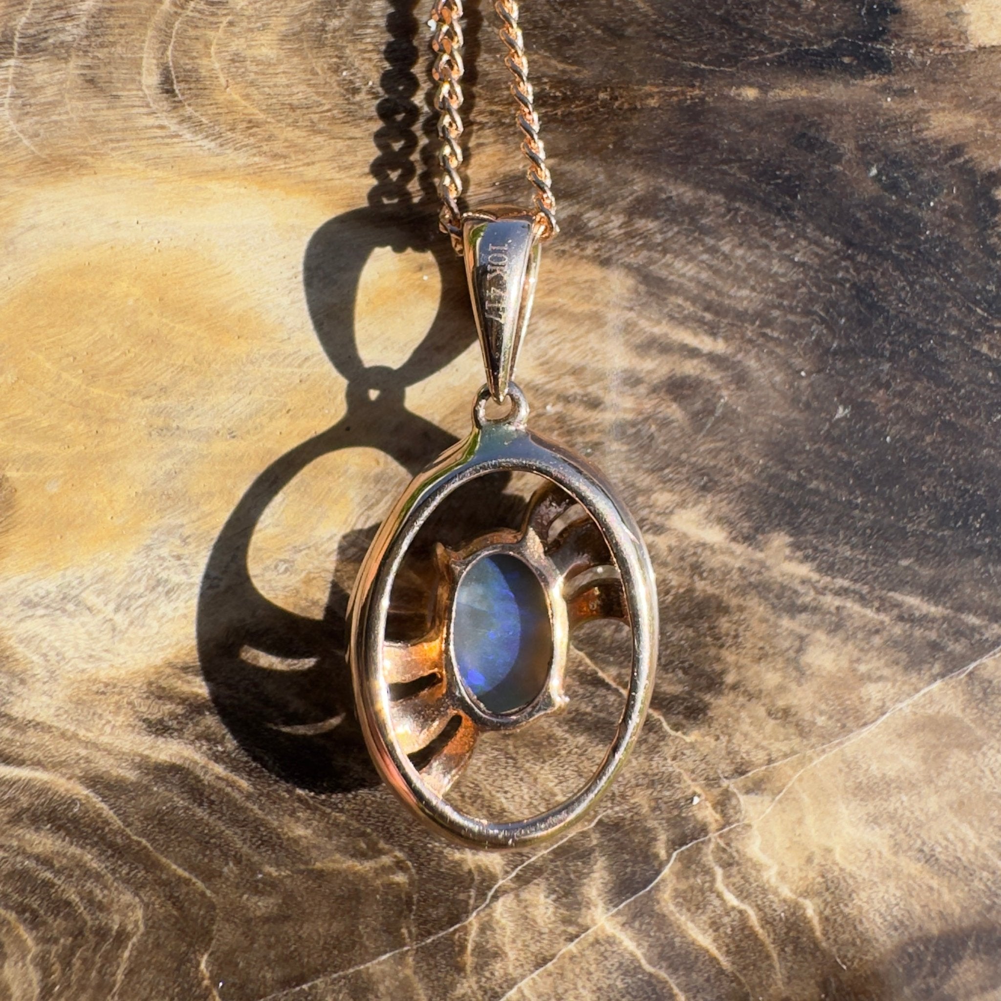 Byron Blush ~ 0.6ct Lightning Ridge Opal solid 9ct Rose Gold