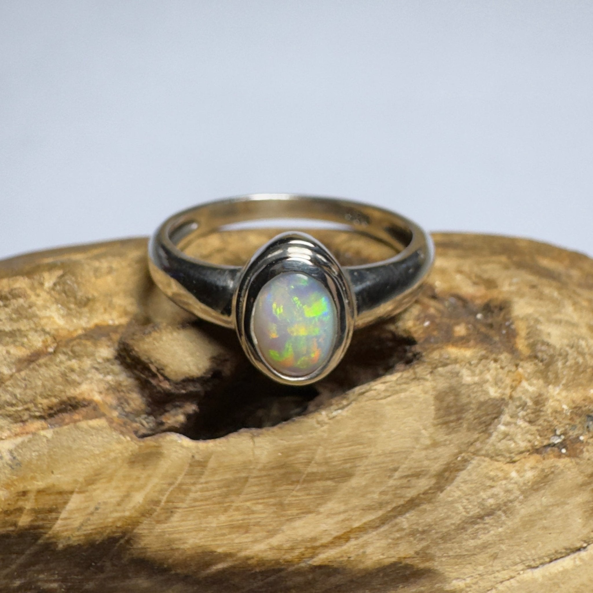 Cable Beach Afterglow ~ 0.6ct Solid Coober Pedy Opal 925 Silver Ring