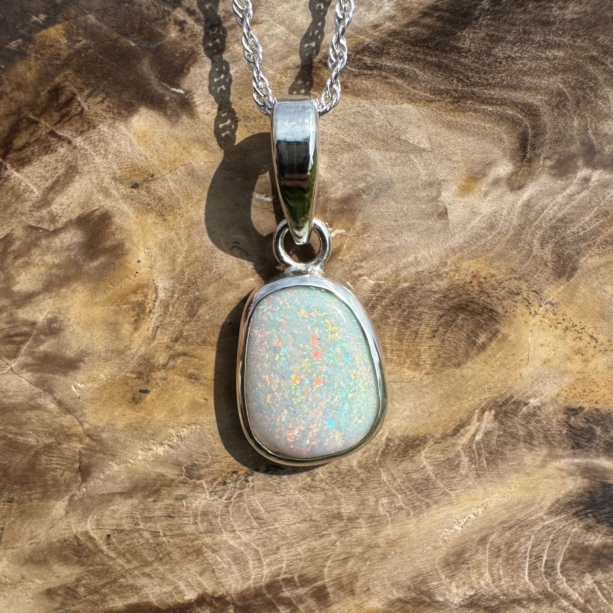 Cable Coast Moon ~ 3.8ct Lightning Ridge Opal 925 Silver Pendant