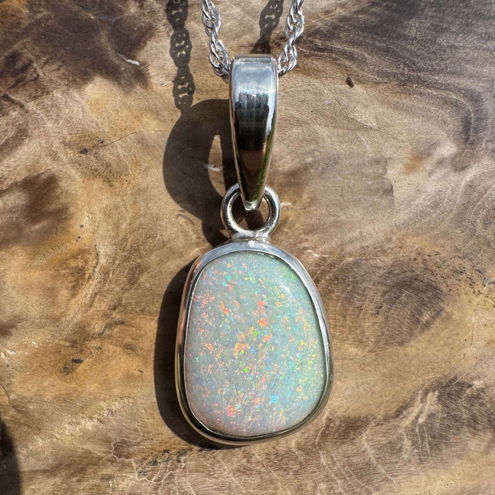 Cable Coast Moon ~ 3.8ct Lightning Ridge Opal 925 Silver Pendant