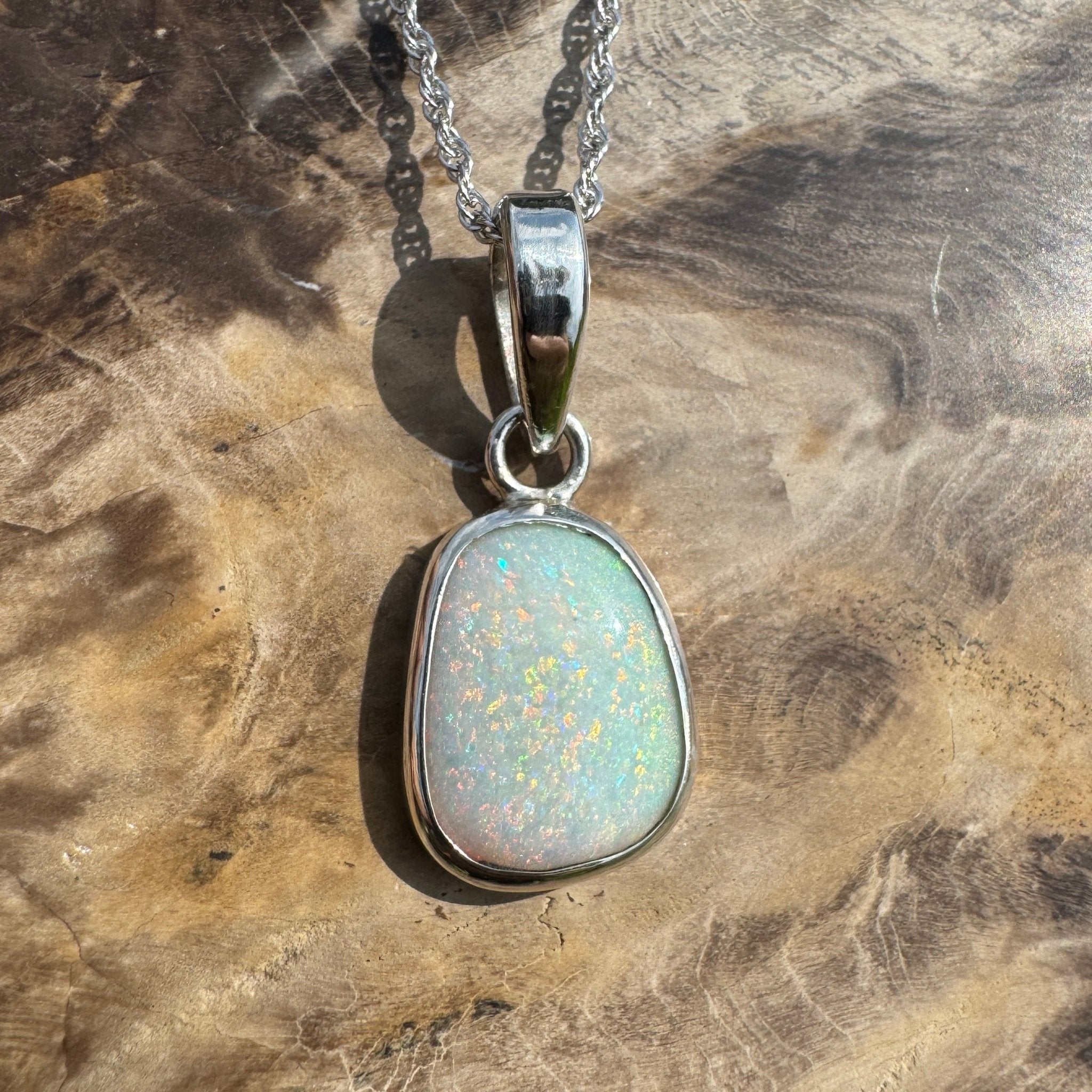 Cable Coast Moon ~ 3.8ct Lightning Ridge Opal 925 Silver Pendant