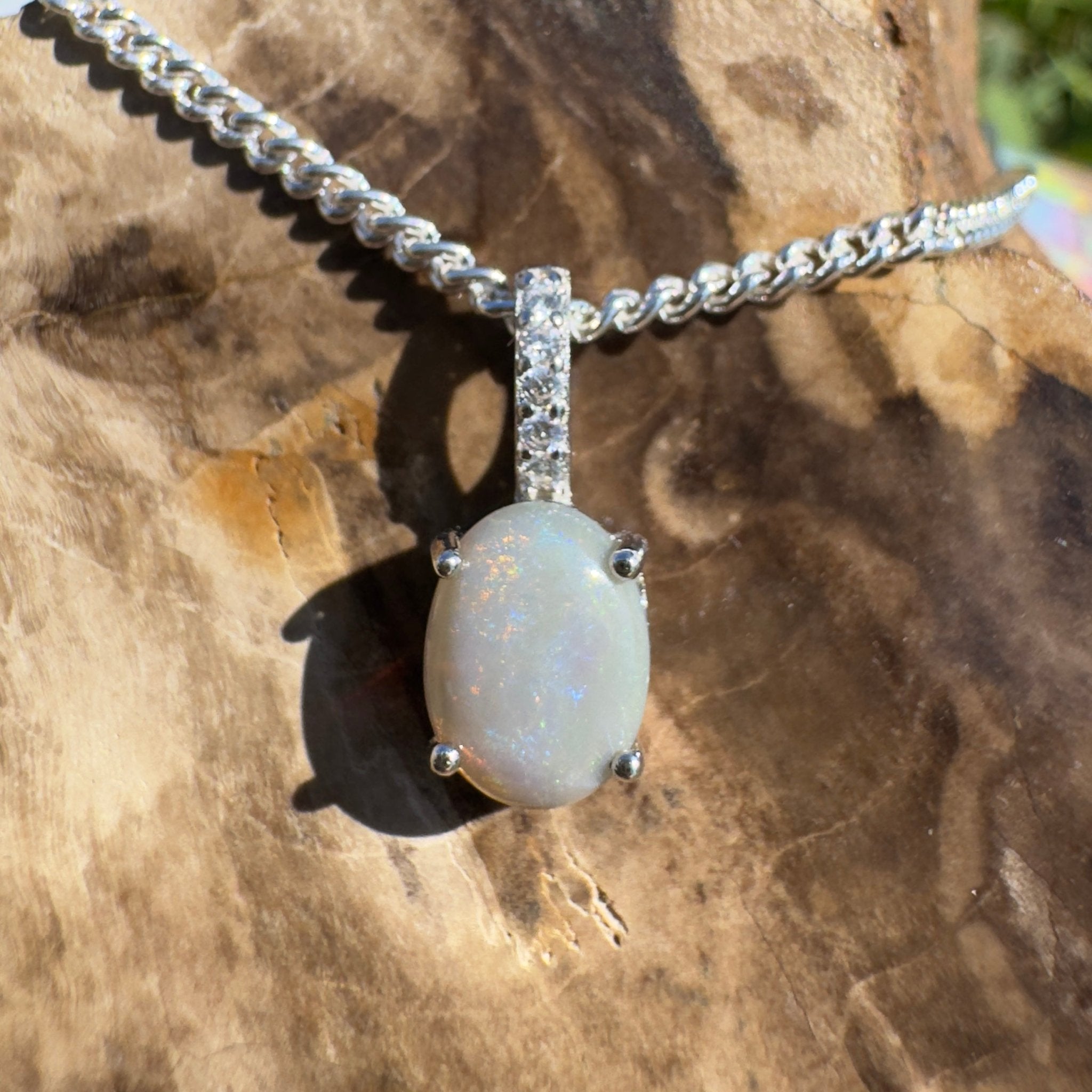 Cadney Drift ~ 0.8ct Coober Pedy Opal 925 Silver Pendant