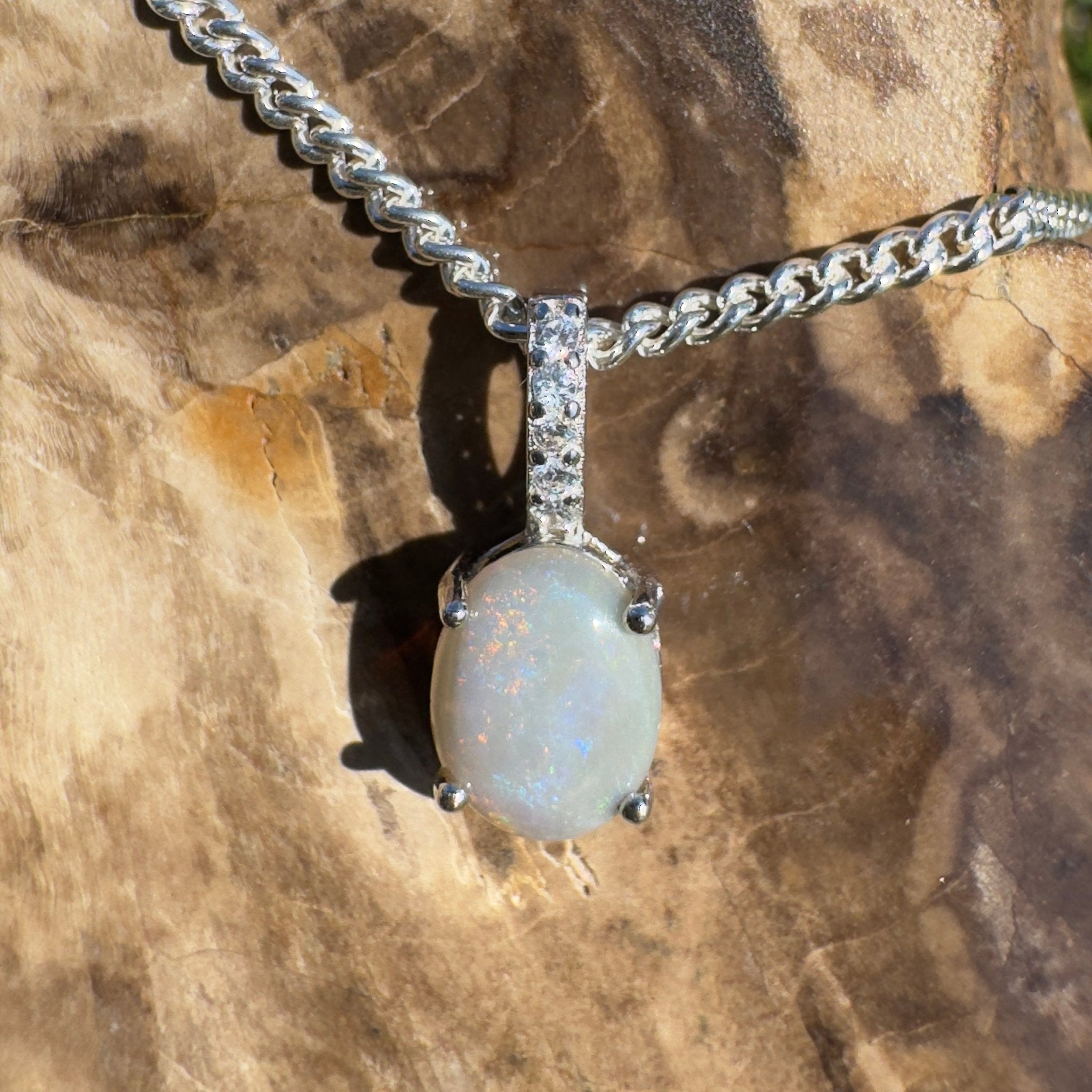 Cadney Drift ~ 0.8ct Coober Pedy Opal 925 Silver Pendant