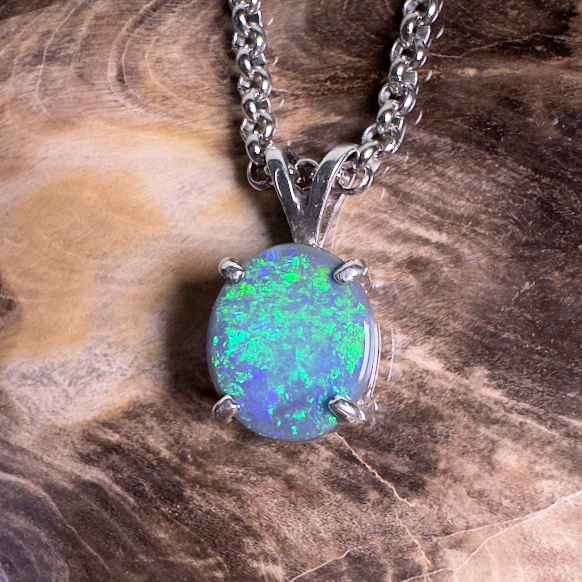 Cape Arid Afterglow ~ 1.4ct Lightning Ridge Semi Black Opal 925 Silver Pendant