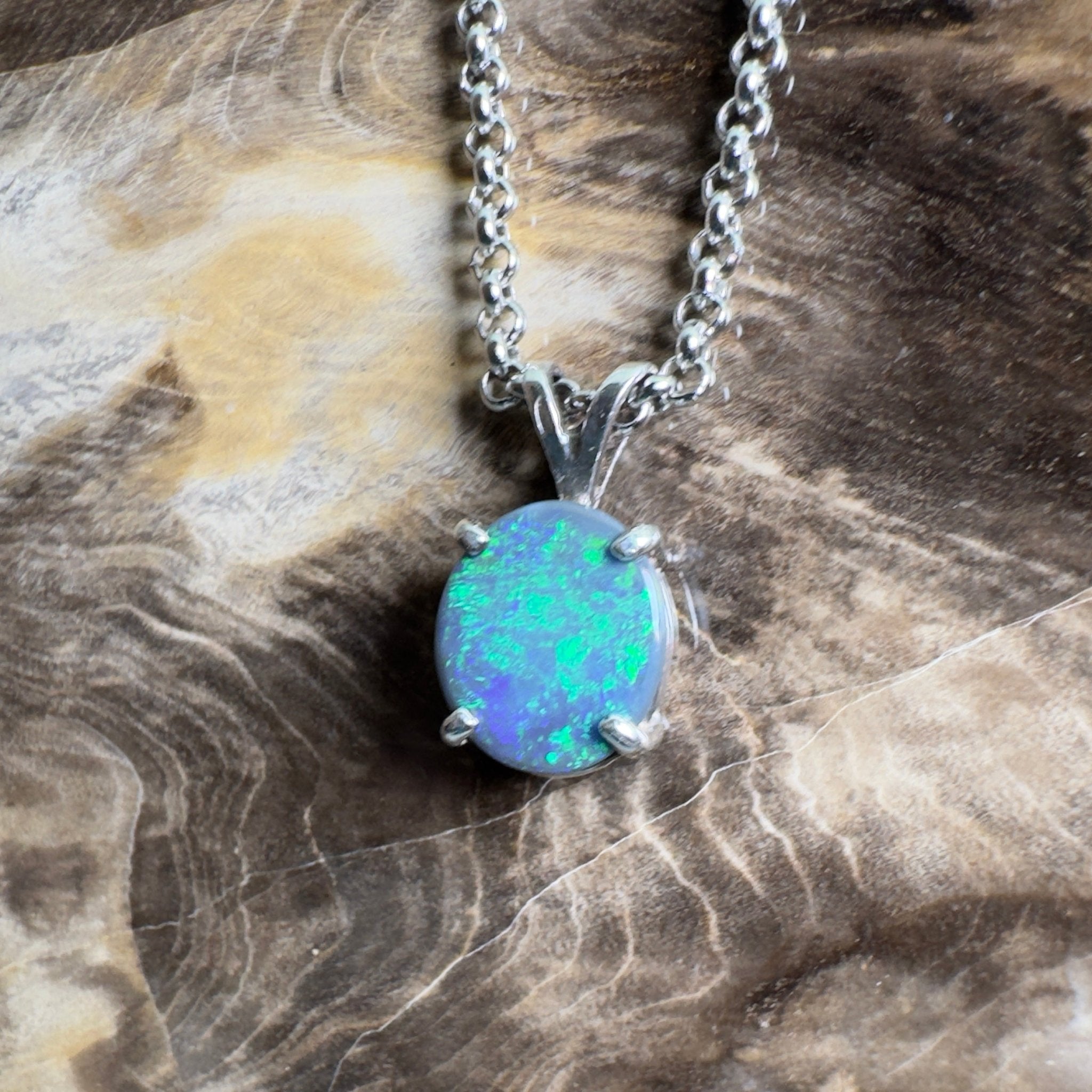 Cape Arid Afterglow ~ 1.4ct Lightning Ridge Semi Black Opal 925 Silver Pendant