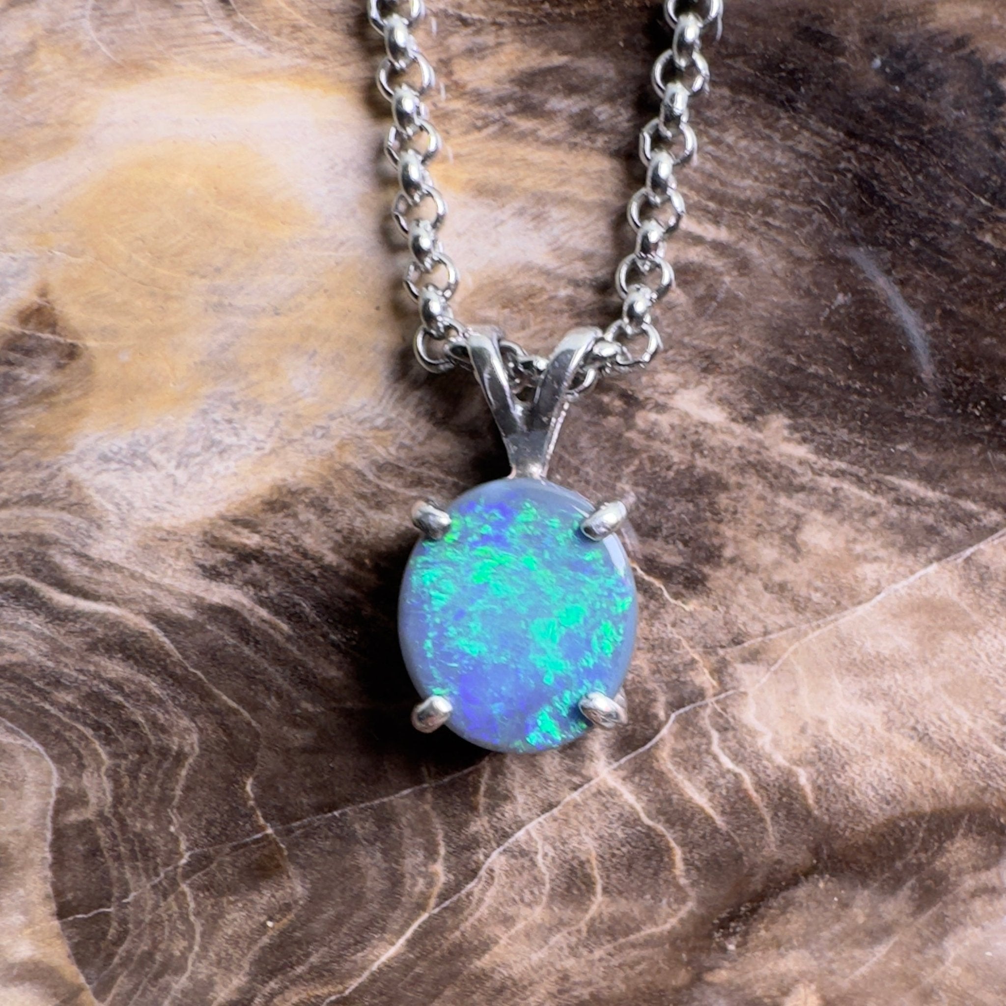 Cape Arid Afterglow ~ 1.4ct Lightning Ridge Semi Black Opal 925 Silver Pendant