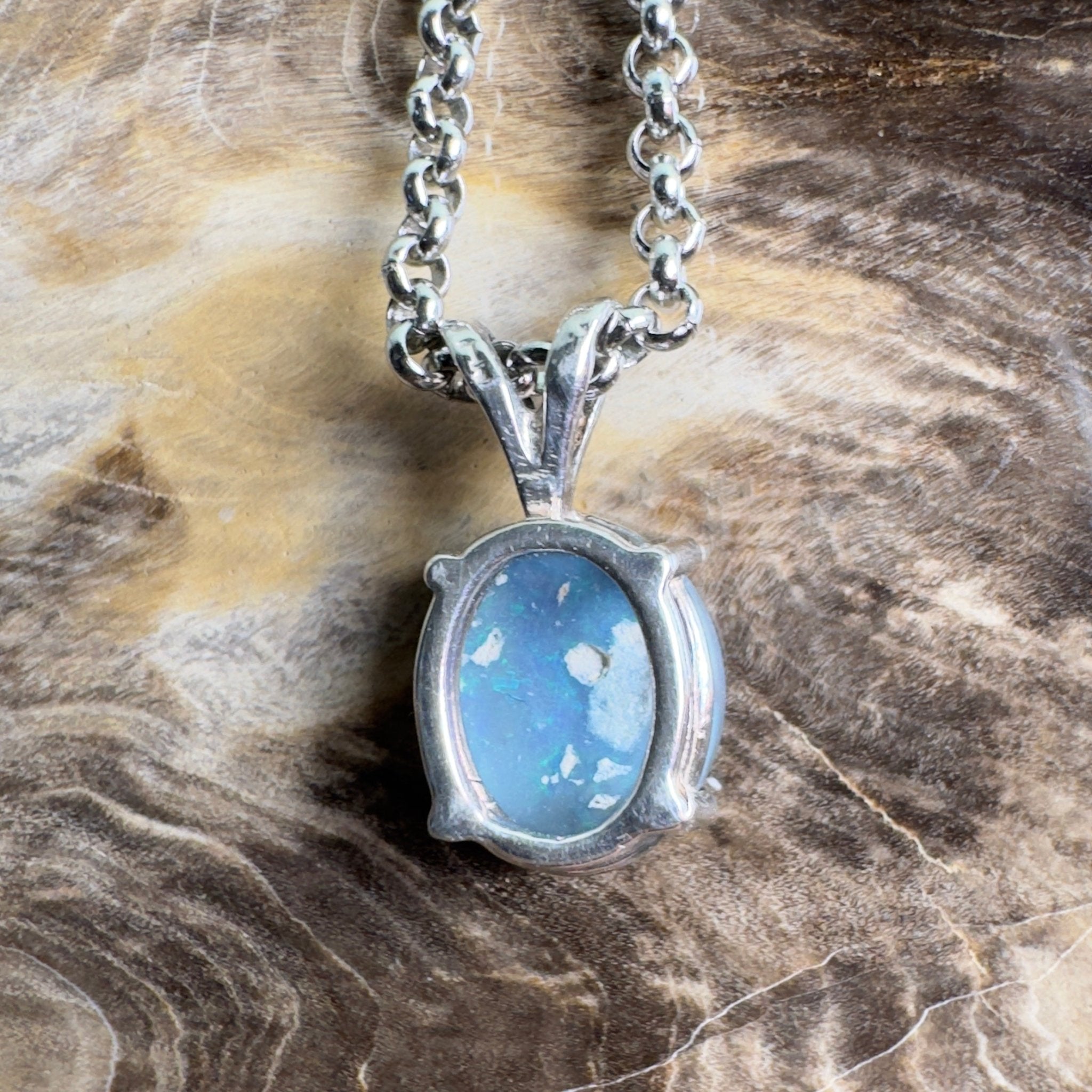 Cape Arid Afterglow ~ 1.4ct Lightning Ridge Semi Black Opal 925 Silver Pendant