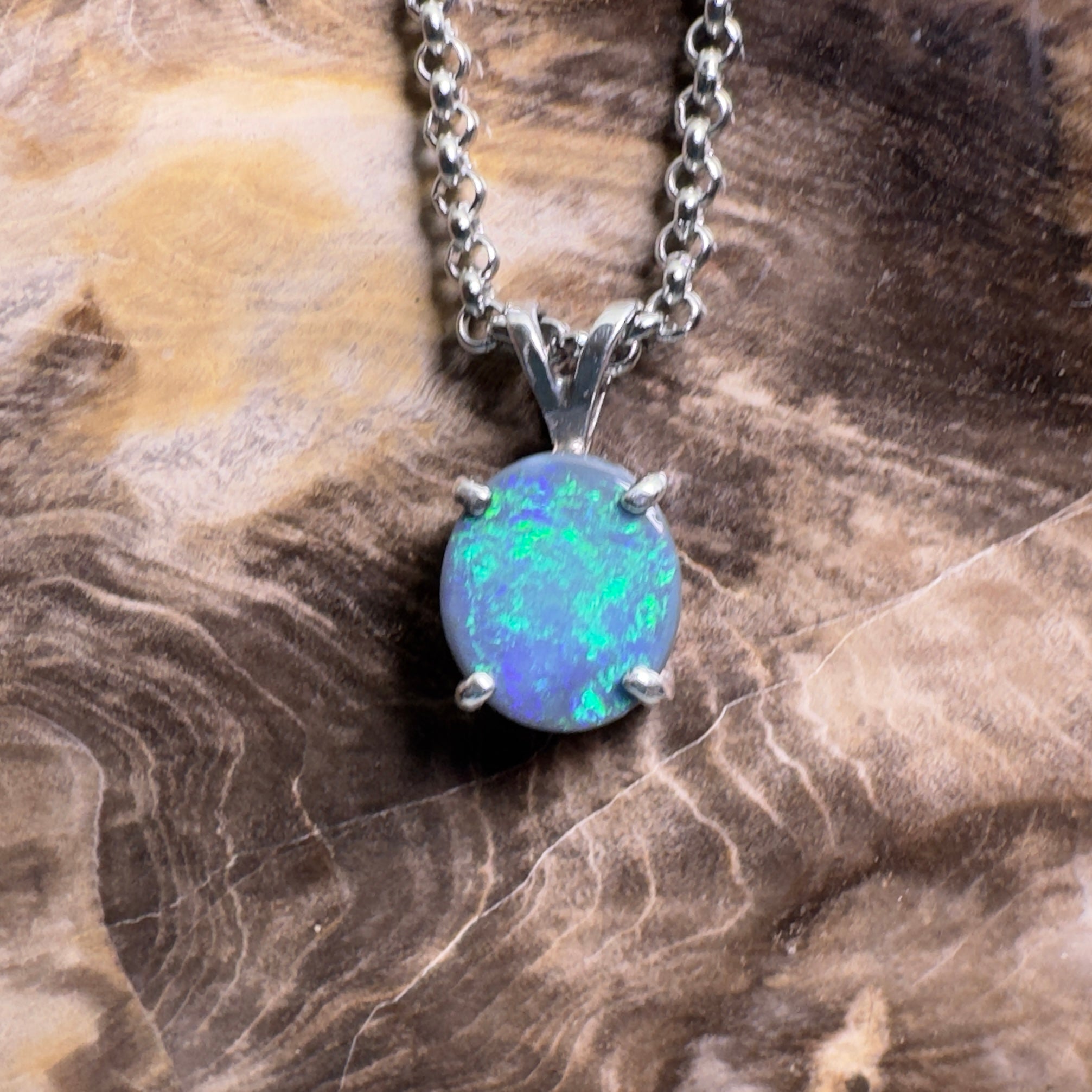 Cape Arid Afterglow ~ 1.4ct Lightning Ridge Semi Black Opal 925 Silver Pendant