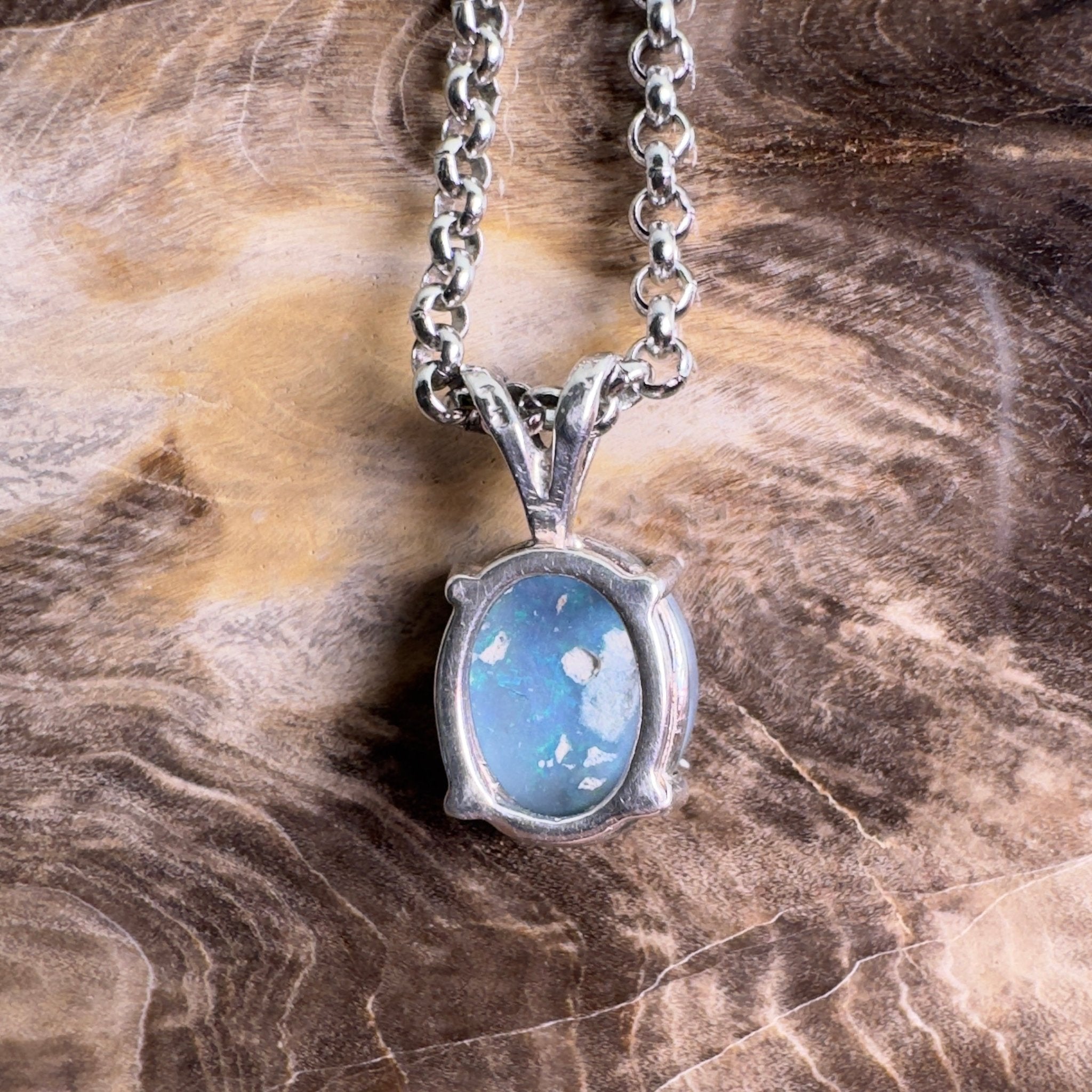 Cape Arid Afterglow ~ 1.4ct Lightning Ridge Semi Black Opal 925 Silver Pendant