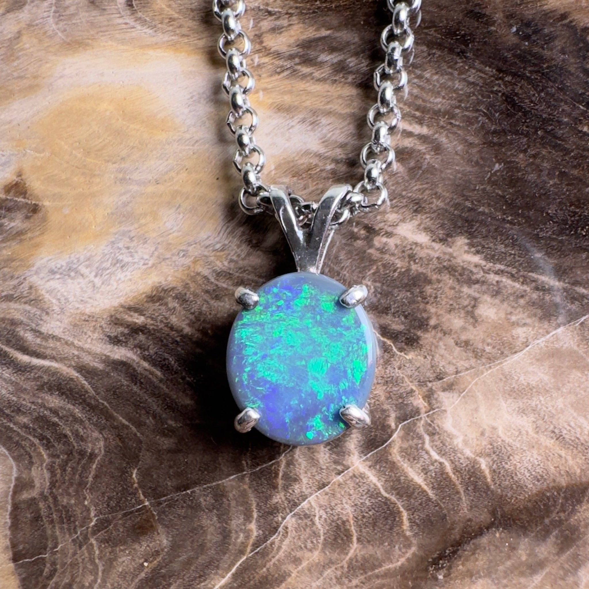 Cape Arid Afterglow ~ 1.4ct Lightning Ridge Semi Black Opal 925 Silver Pendant