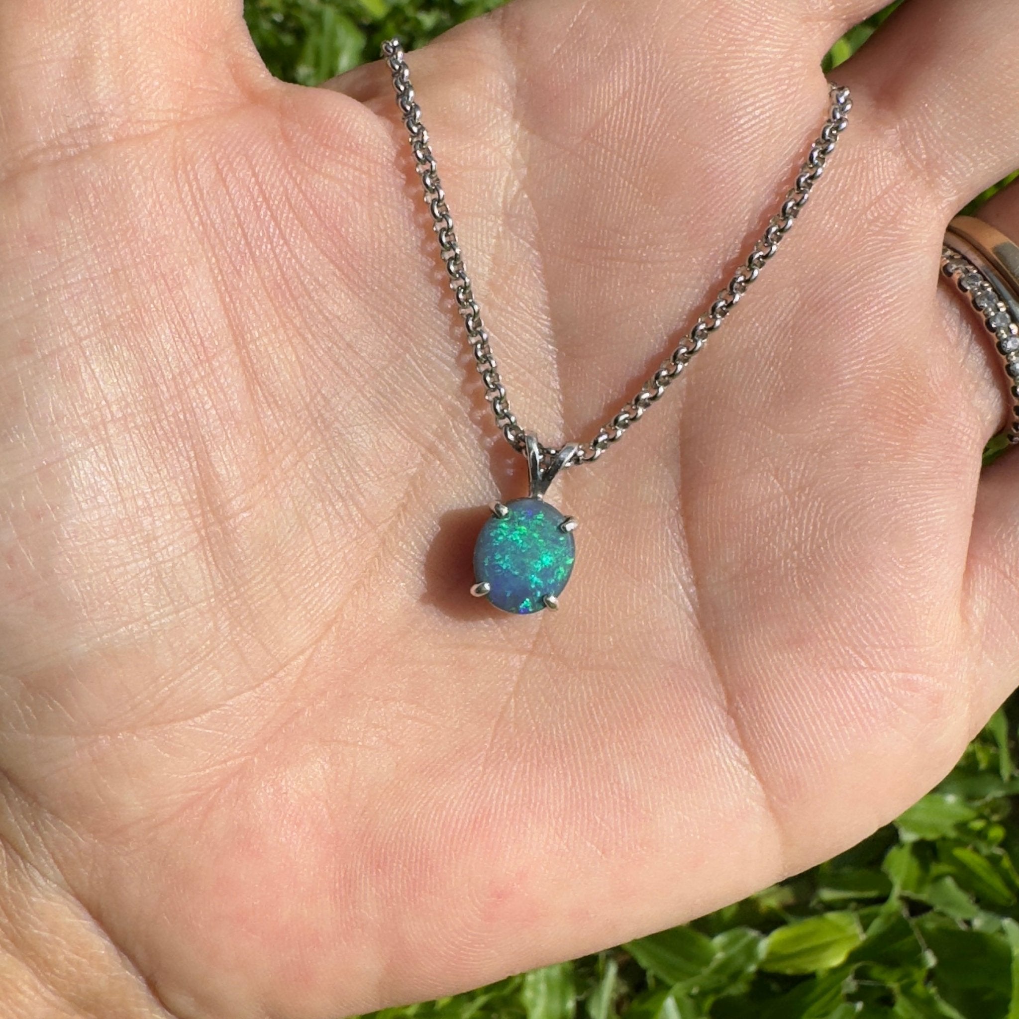 Cape Arid Afterglow ~ 1.4ct Lightning Ridge Semi Black Opal 925 Silver Pendant