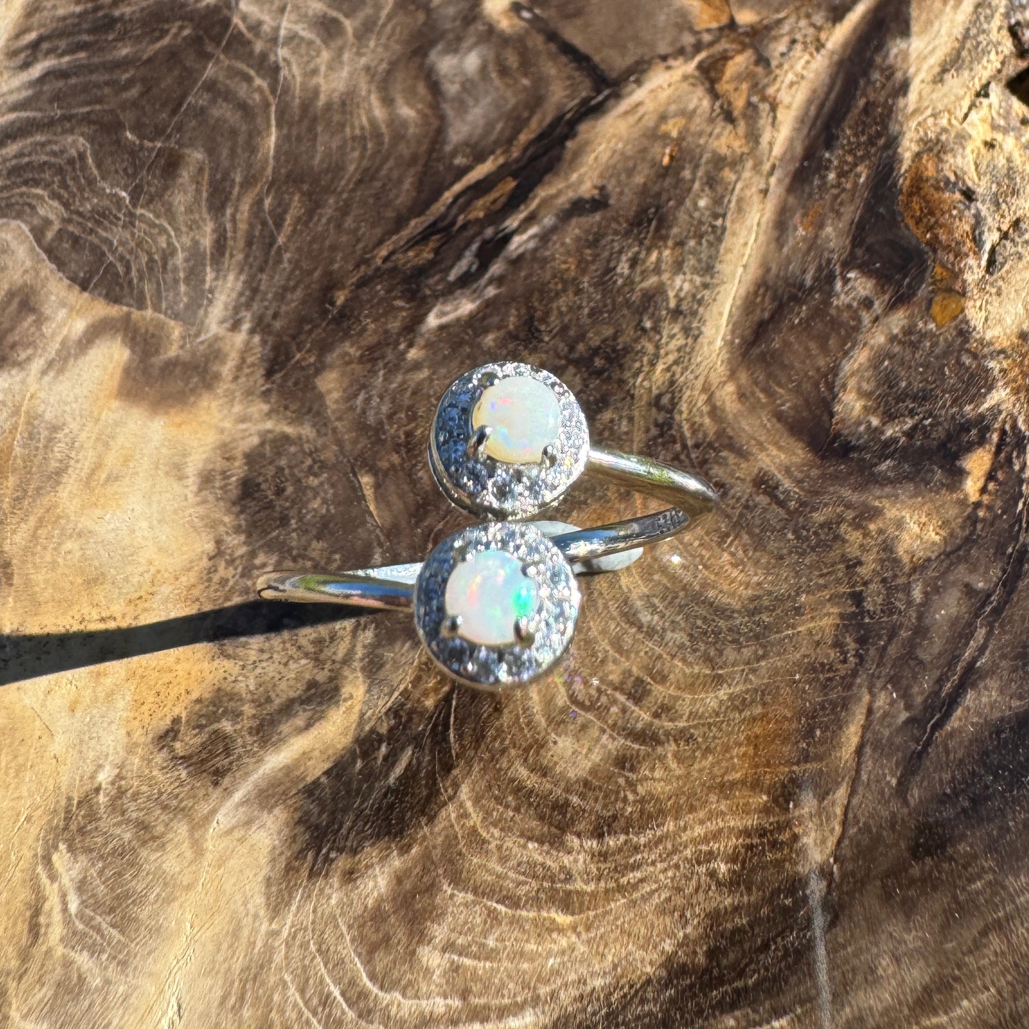 Cape Arid Bloom - 0.2ct Coober Pedy Opal 925 Silver Ring