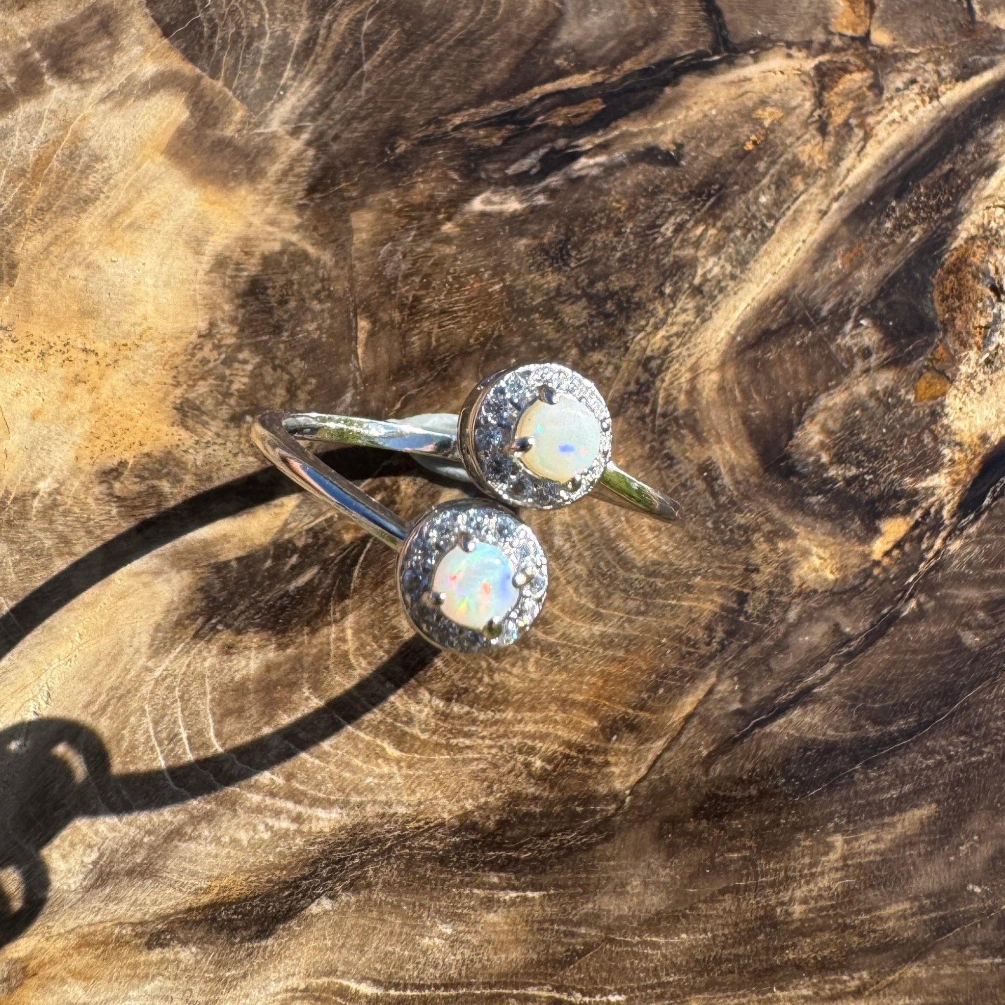 Cape Arid Bloom - 0.2ct Coober Pedy Opal 925 Silver Ring