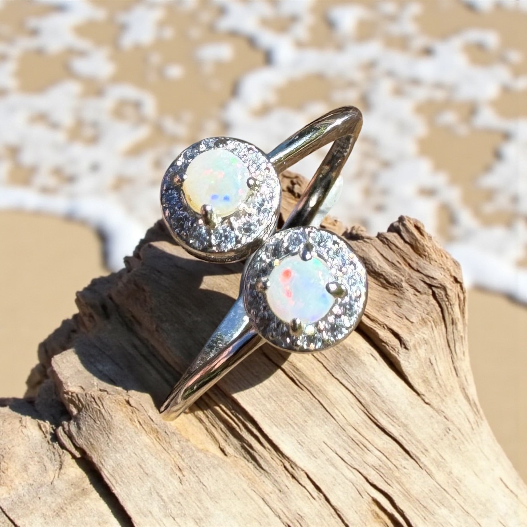 Cape Arid Bloom - 0.2ct Coober Pedy Opal 925 Silver Ring