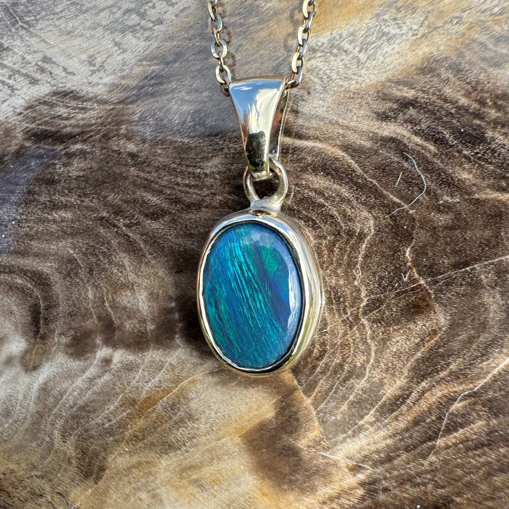 Cape Byron Swell ~ 1.4ct Solid Lightning Ridge Black Opal 9ct Australian Gold Pendant