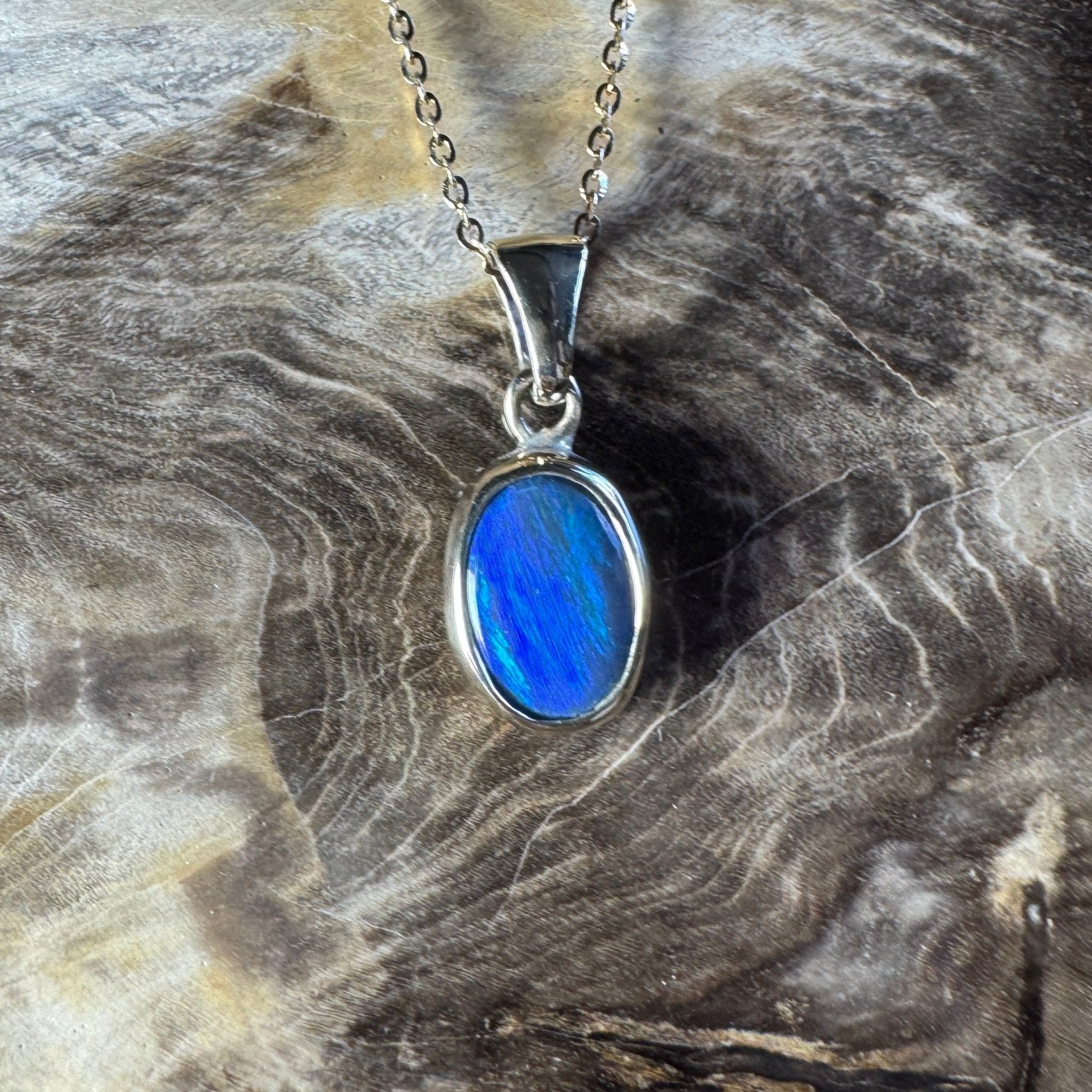 Cape Byron Swell ~ 1.4ct Solid Lightning Ridge Black Opal 9ct Australian Gold Pendant