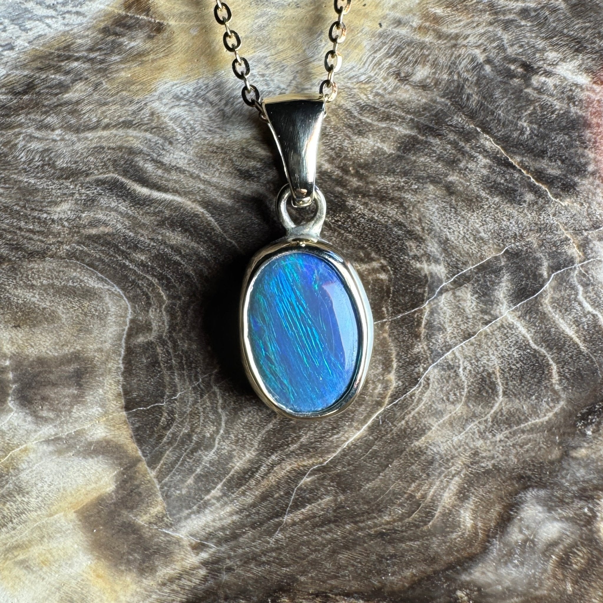 Cape Byron Swell ~ 1.4ct Solid Lightning Ridge Black Opal 9ct Australian Gold Pendant