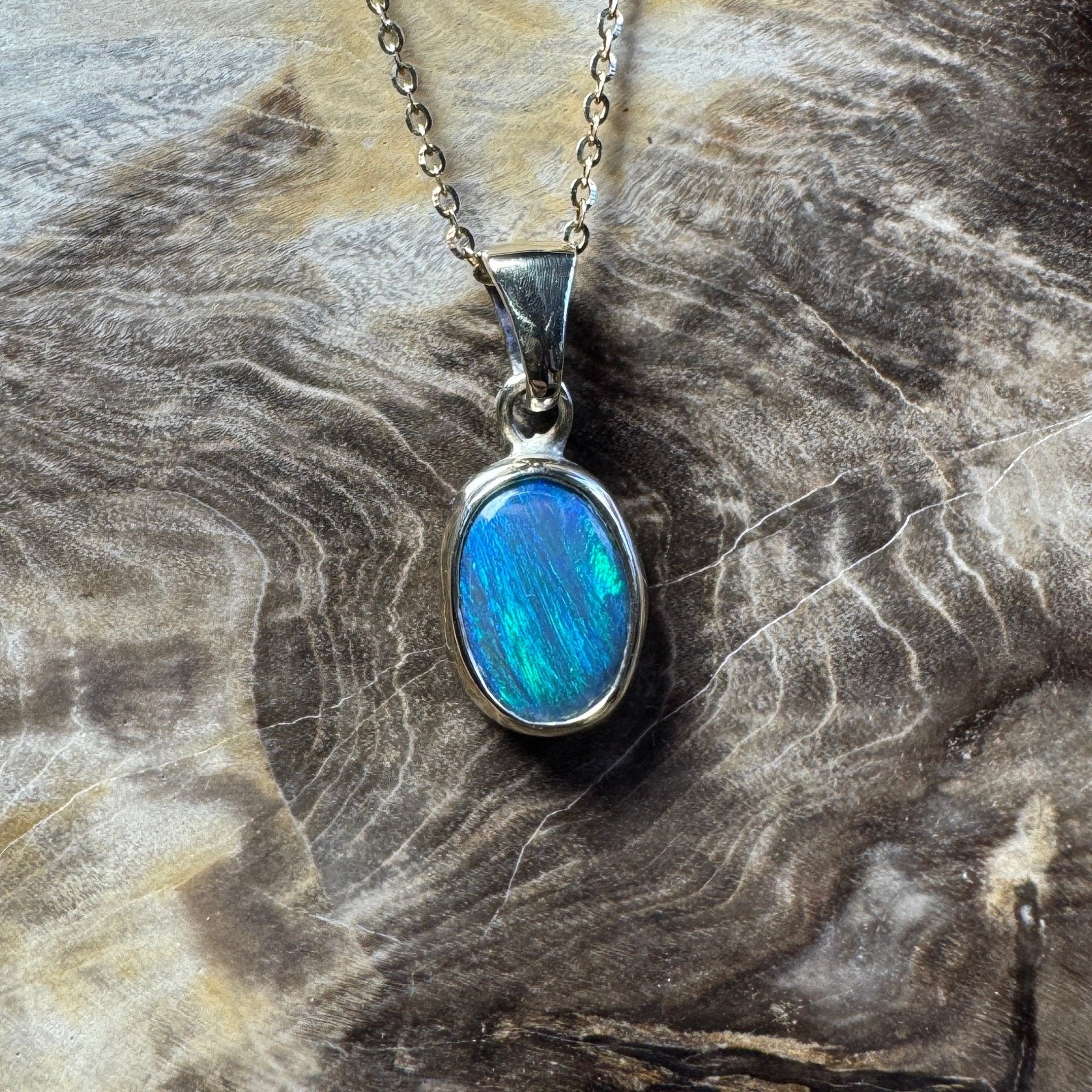 Cape Byron Swell ~ 1.4ct Solid Lightning Ridge Black Opal 9ct Australian Gold Pendant