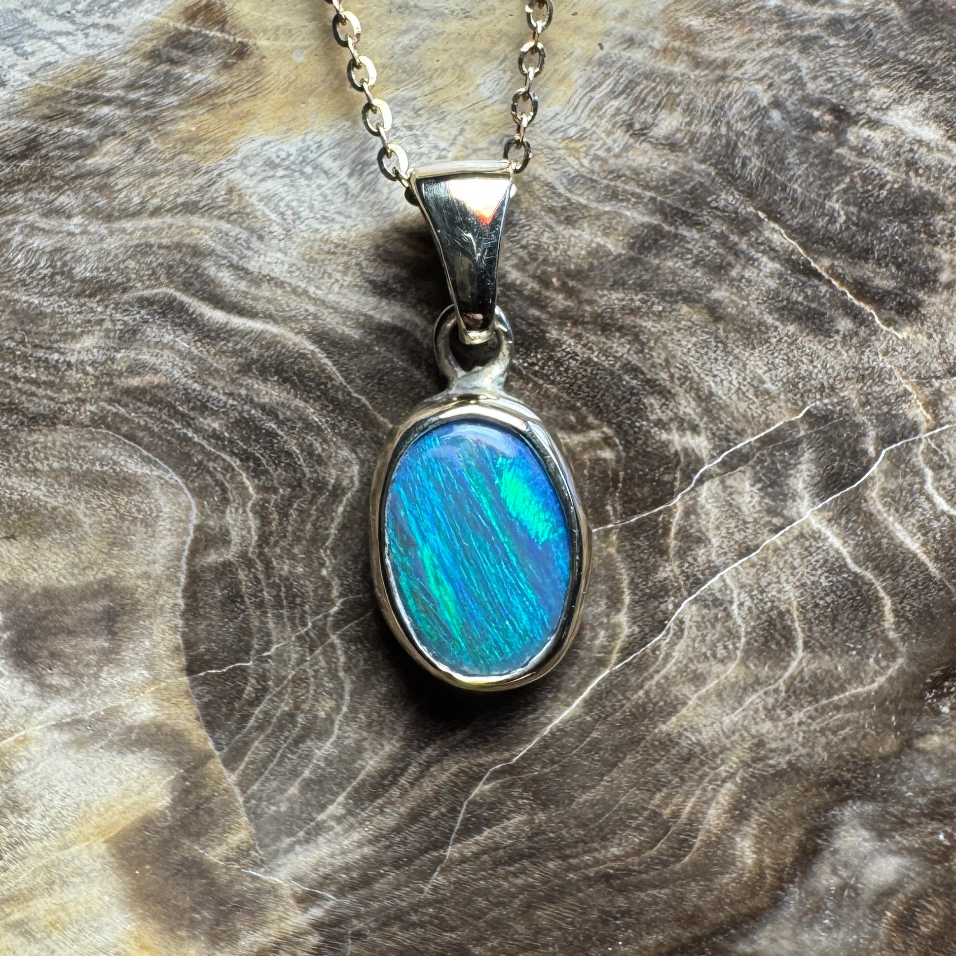 Cape Byron Swell ~ 1.4ct Solid Lightning Ridge Black Opal 9ct Australian Gold Pendant