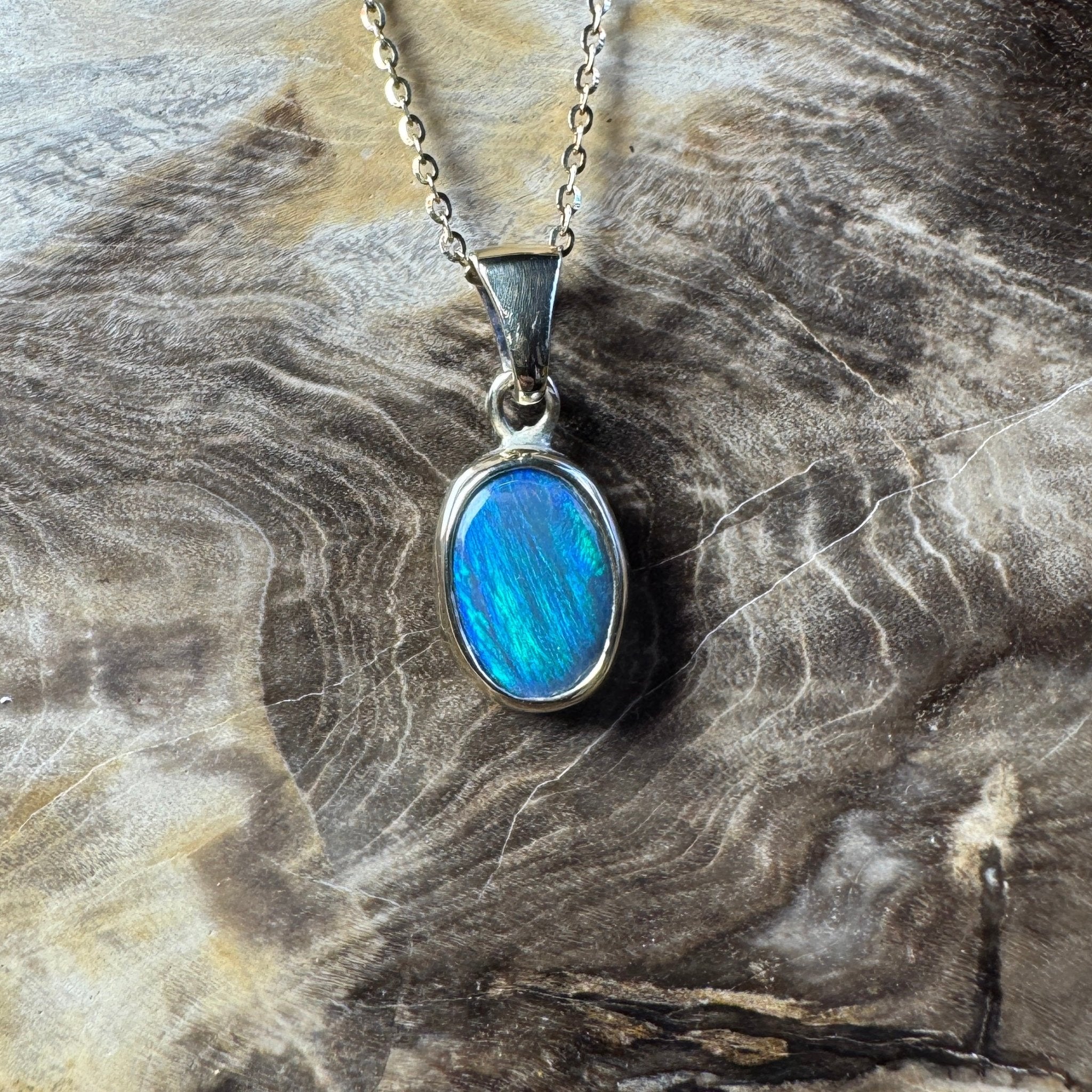 Cape Byron Swell ~ 1.4ct Solid Lightning Ridge Black Opal 9ct Australian Gold Pendant