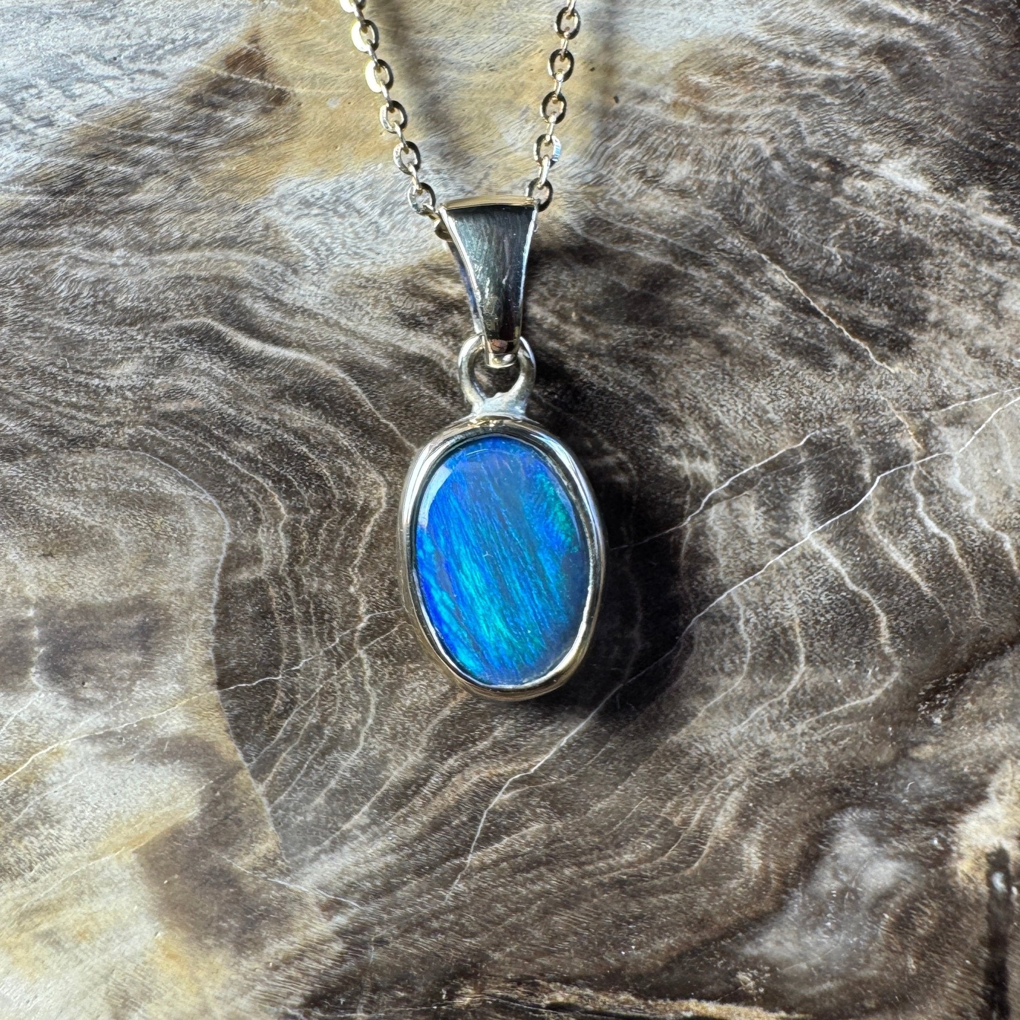 Cape Byron Swell ~ 1.4ct Solid Lightning Ridge Black Opal 9ct Australian Gold Pendant