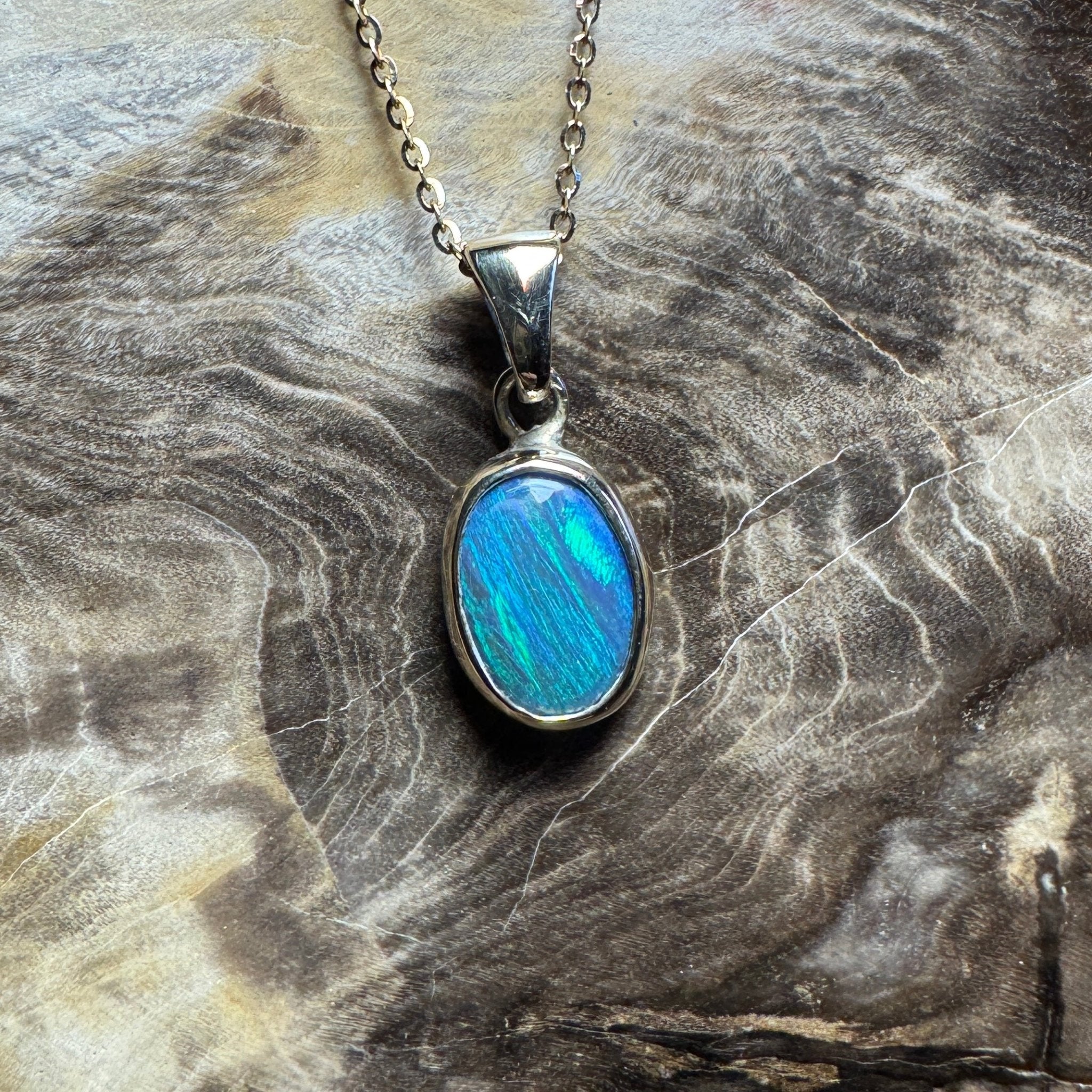 Cape Byron Swell ~ 1.4ct Solid Lightning Ridge Black Opal 9ct Australian Gold Pendant