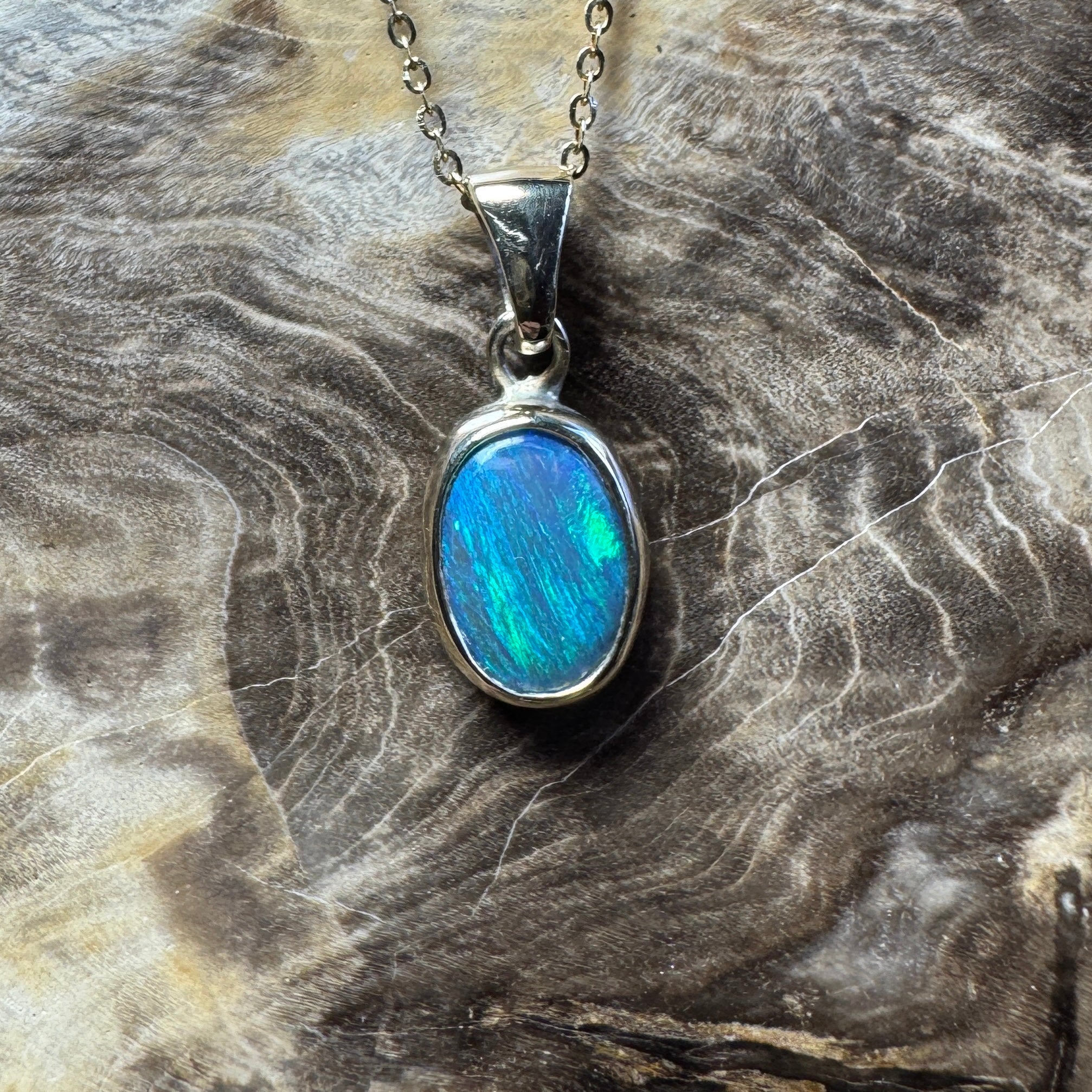 Cape Byron Swell ~ 1.4ct Solid Lightning Ridge Black Opal 9ct Australian Gold Pendant