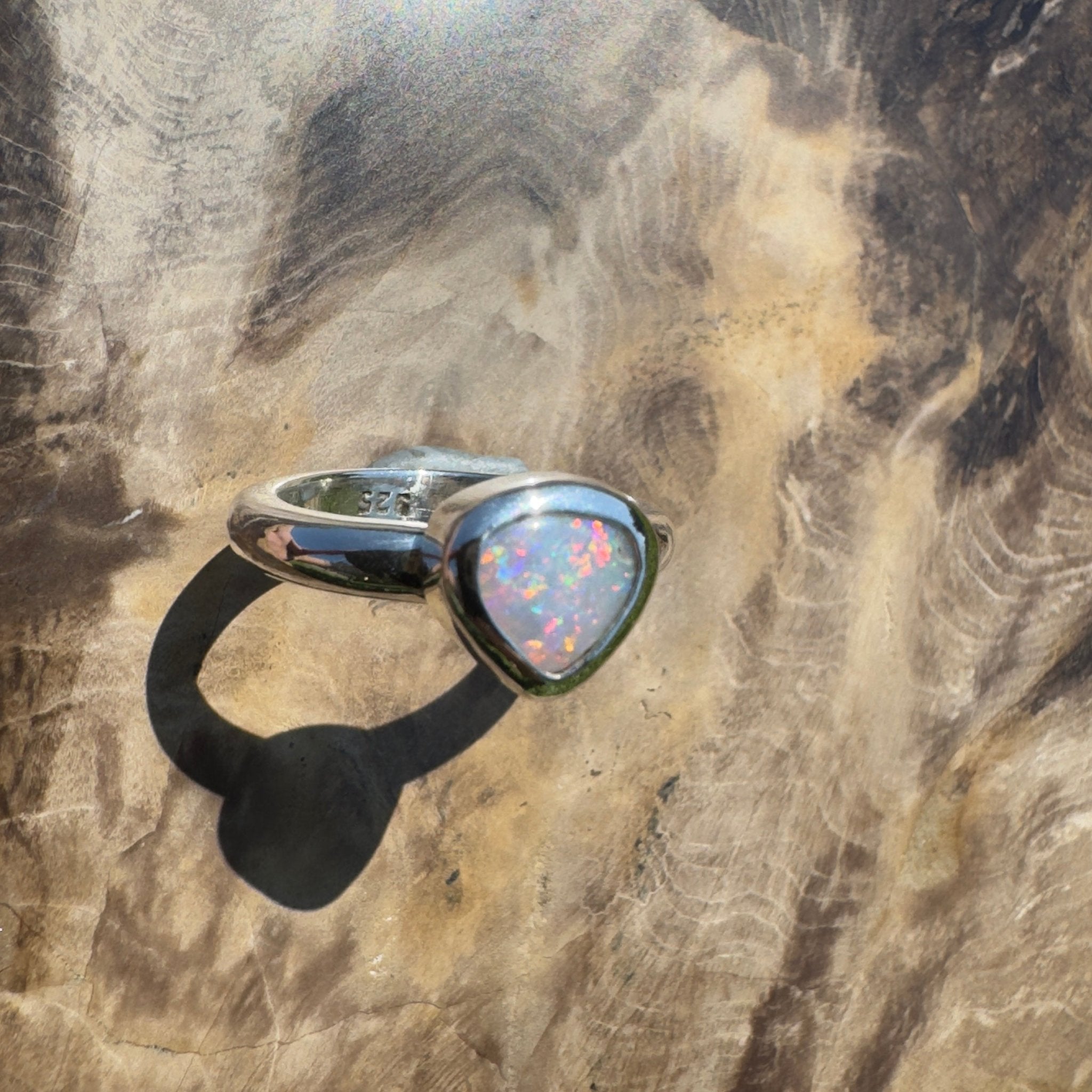 Cape Conran Light - 1.1ct Solid Lightning Ridge Opal Sterling Silver Ring