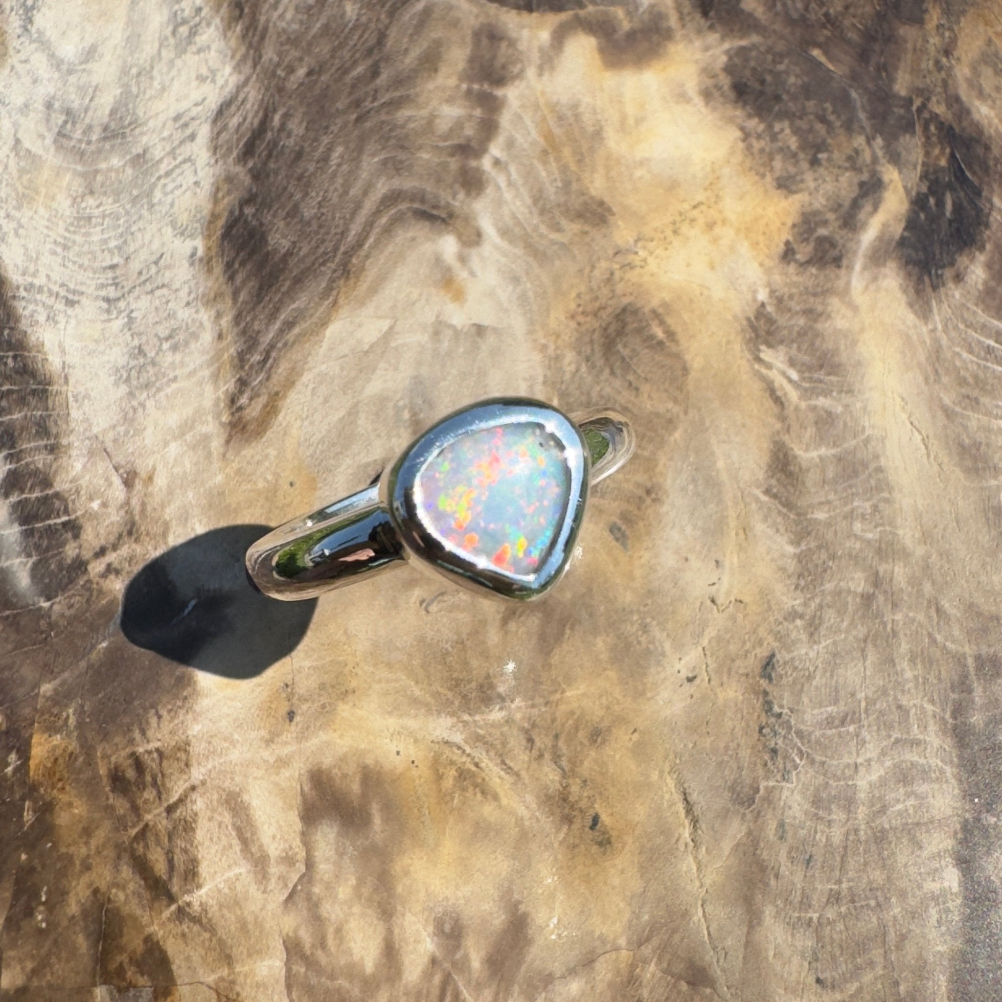 Cape Conran Light - 1.1ct Solid Lightning Ridge Opal Sterling Silver Ring