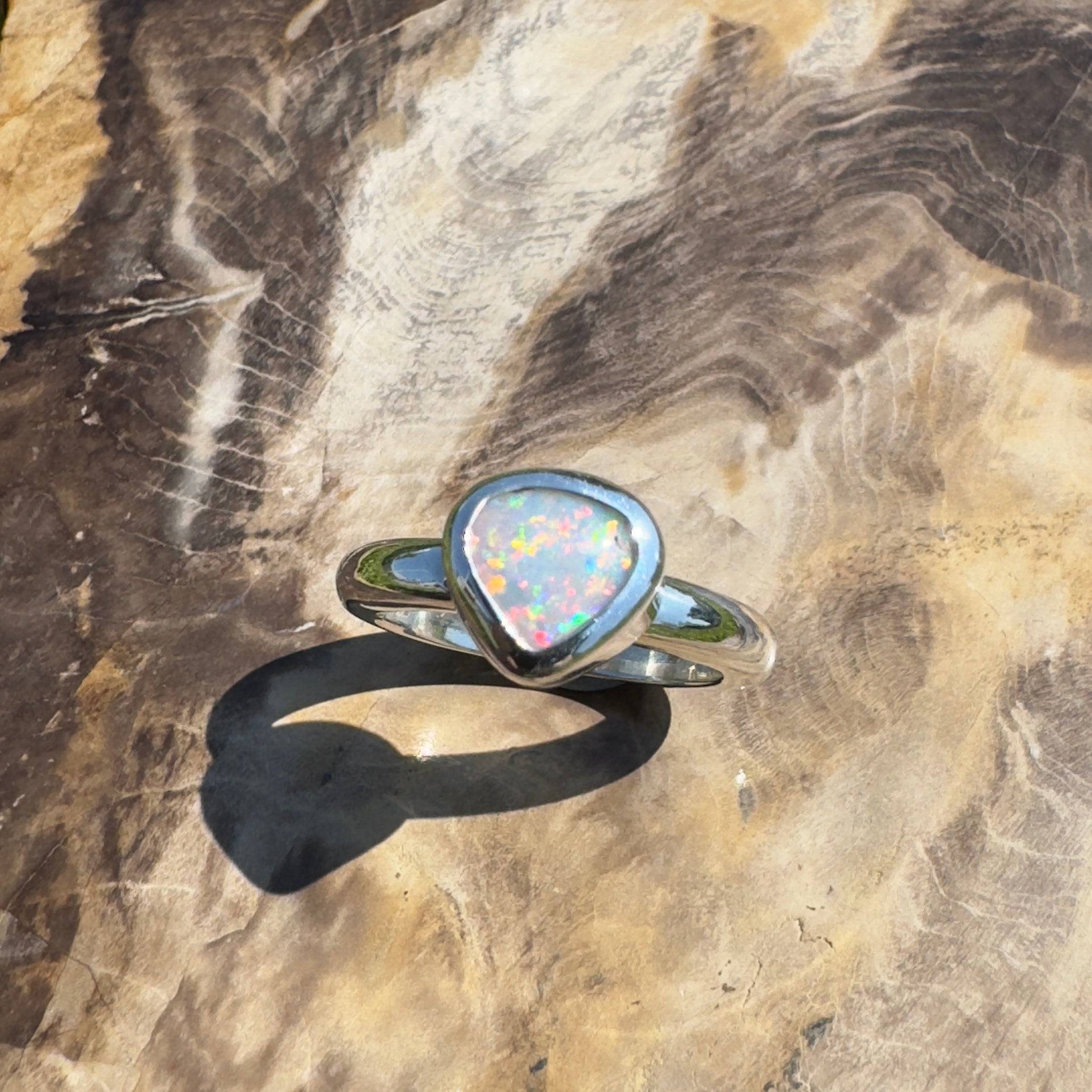 Cape Conran Light - 1.1ct Solid Lightning Ridge Opal Sterling Silver Ring