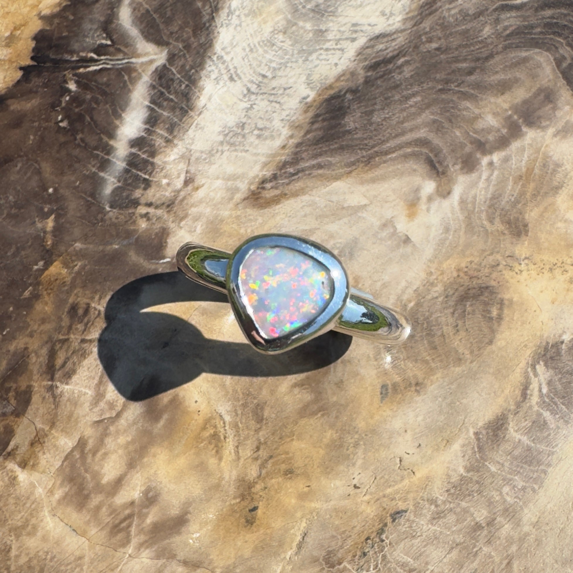 Cape Conran Light - 1.1ct Solid Lightning Ridge Opal Sterling Silver Ring