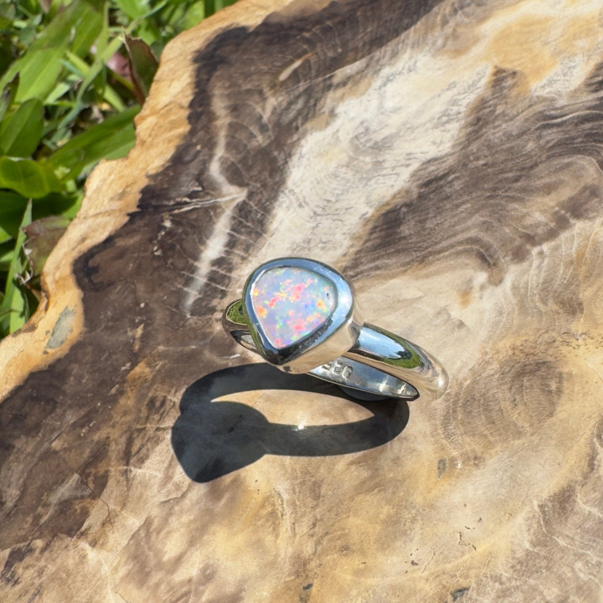 Cape Conran Light - 1.1ct Solid Lightning Ridge Opal Sterling Silver Ring