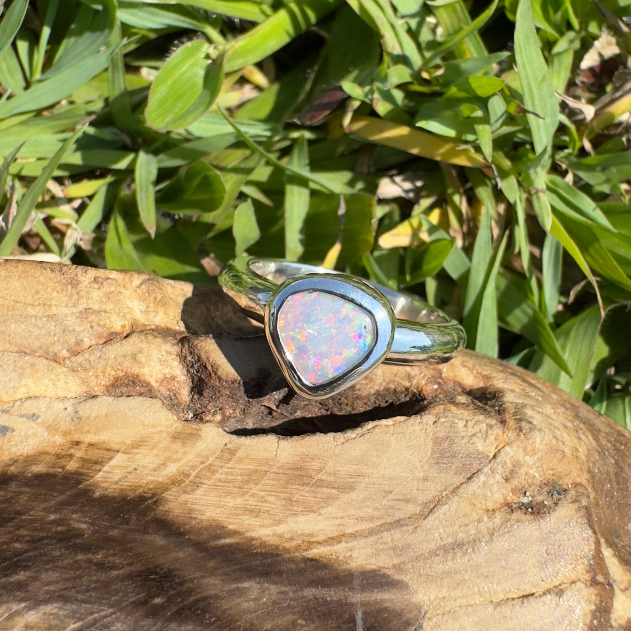 Cape Conran Light - 1.1ct Solid Lightning Ridge Opal Sterling Silver Ring