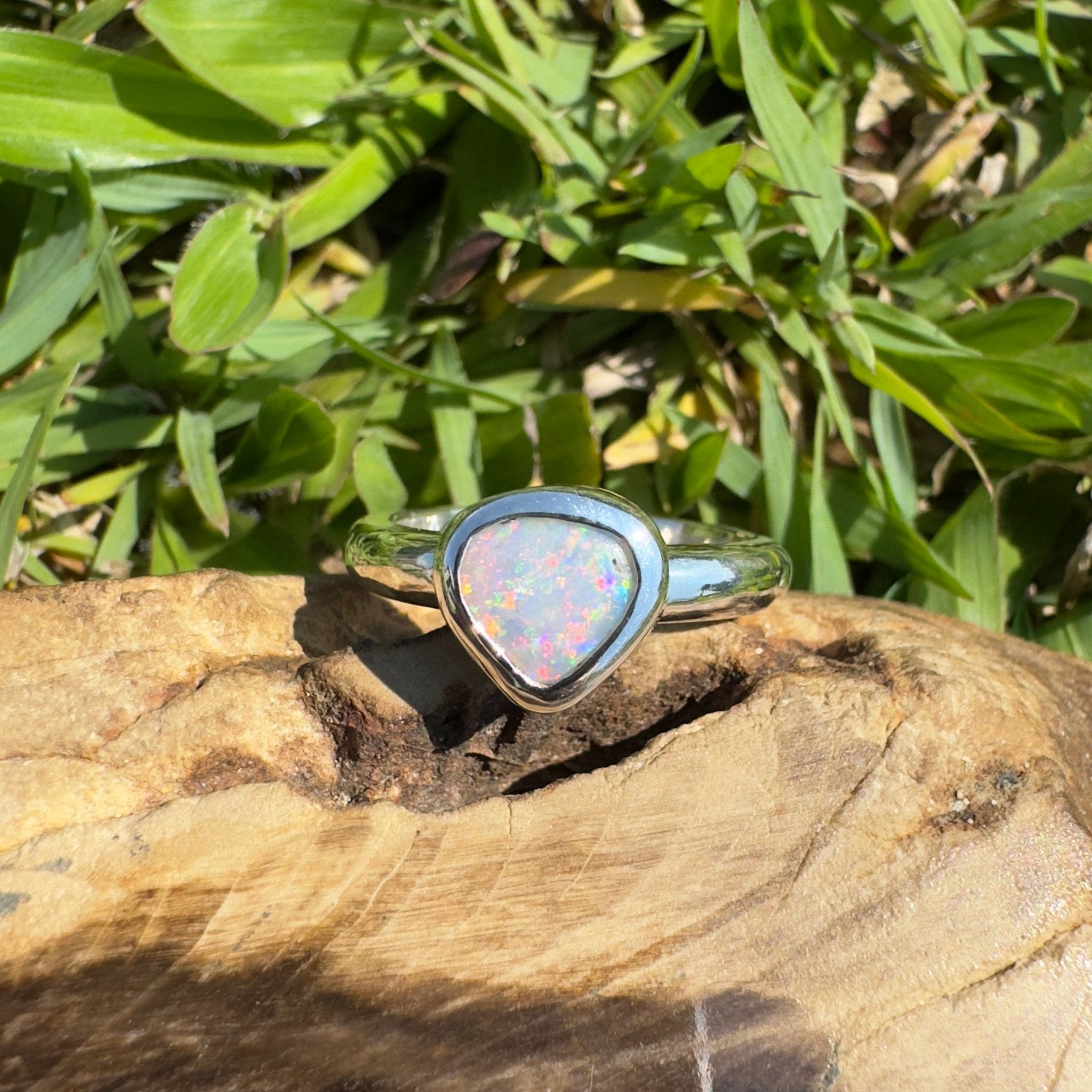 Cape Conran Light - 1.1ct Solid Lightning Ridge Opal Sterling Silver Ring