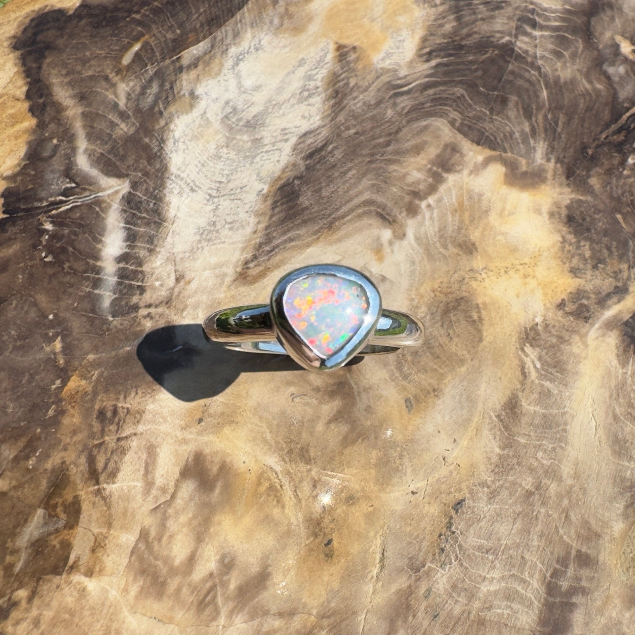 Cape Conran Light - 1.1ct Solid Lightning Ridge Opal Sterling Silver Ring