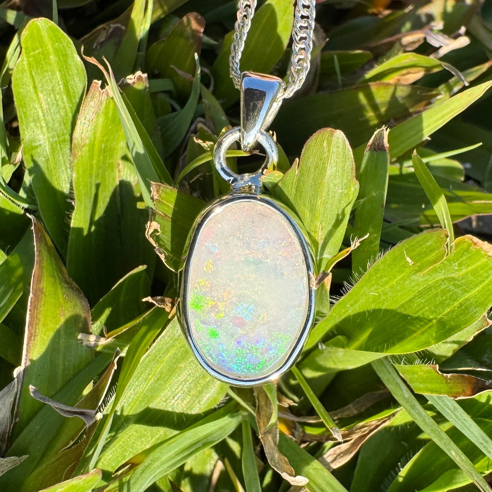 Cape Jervis Edge ~ 1.5ct Solid Coober Pedy Opal 925 Sterling Silver Pendant Necklace